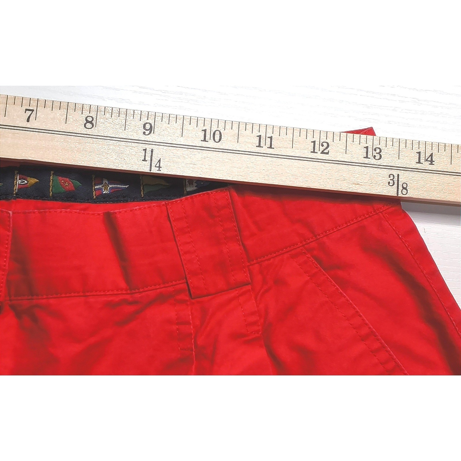 Nautical Vintage Mondi Sports Shorts Women 8? Waist Red High Waisted Pleats Gold