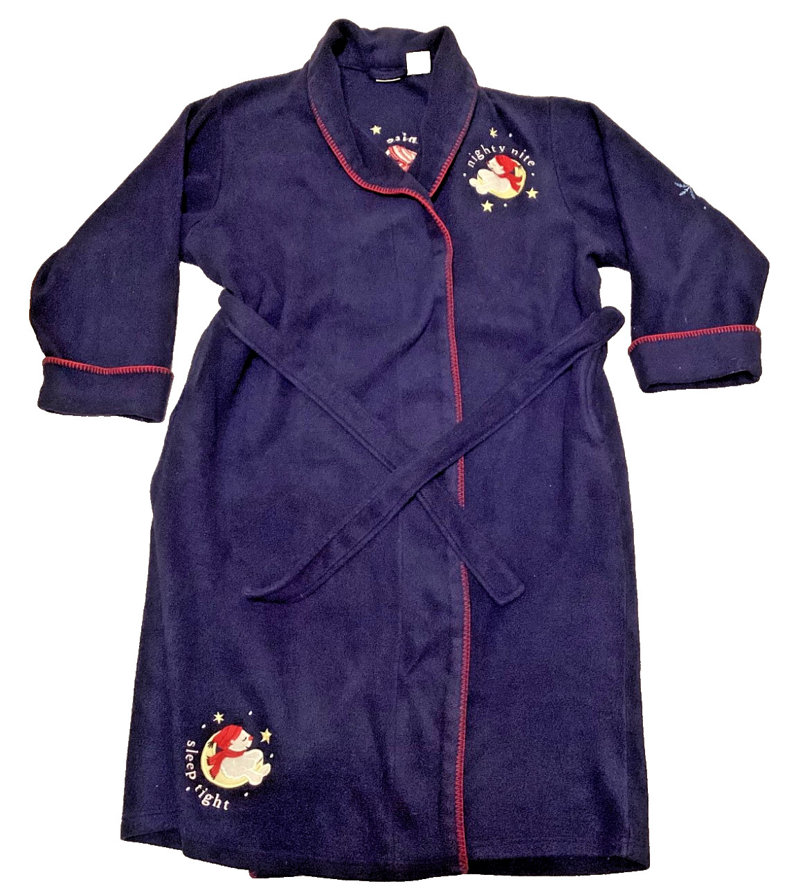 Delicates Womens Dark Blue Full Length Bathrobe Fleece XL Polar Bear Sleepwear