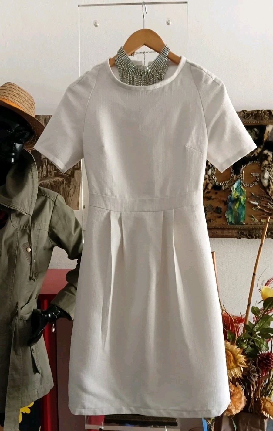 dress white handmade vintage