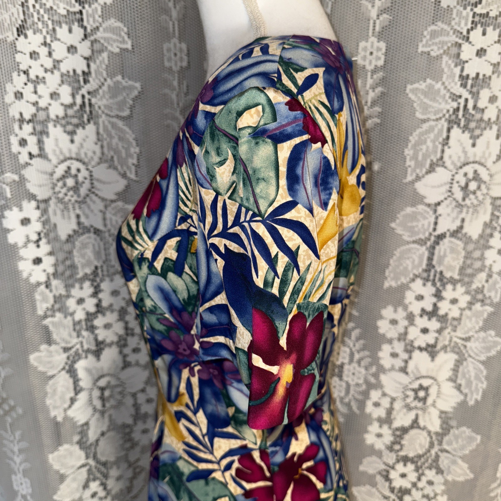 VTG Maggie London Petites Multicolor Silk Lined Floral Print Shift Dress SZ 12P