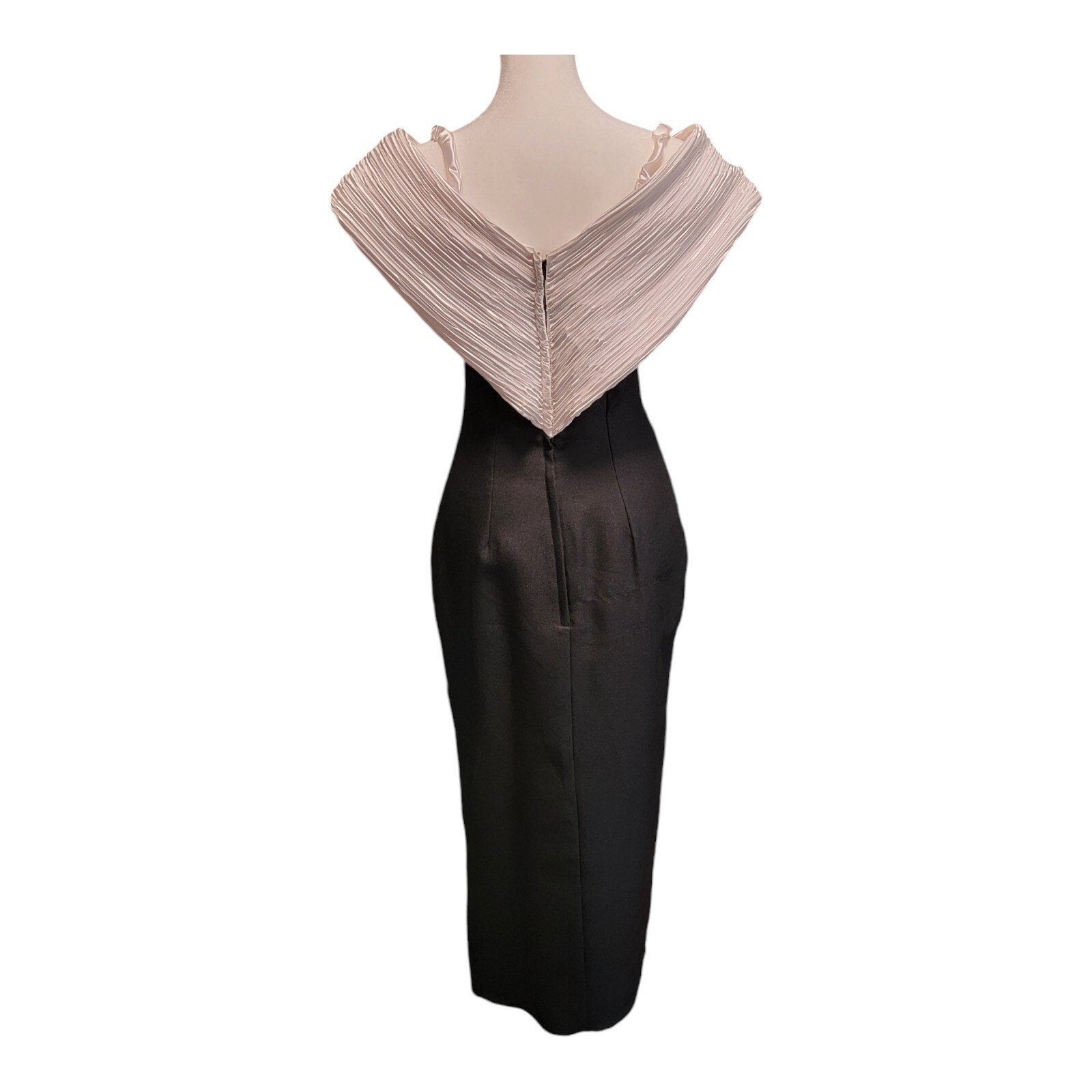 Vintage Alfred Angelo Dreammaker Black Evening Gown Beaded Off Shoulder 5/6