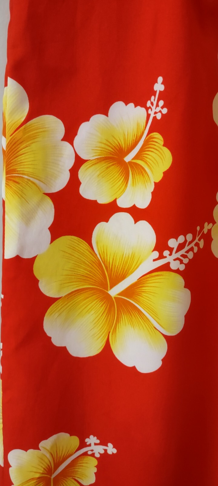 Vintage POMARE Red Yellow Hawaiian Flower Ruffle Dress XS