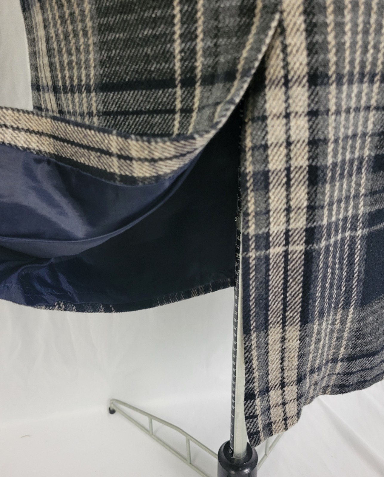 Vintage Savannah Navy/Lt Grey/Dark Grey Plaid Wool Blend Pencil Skirt Size 8
