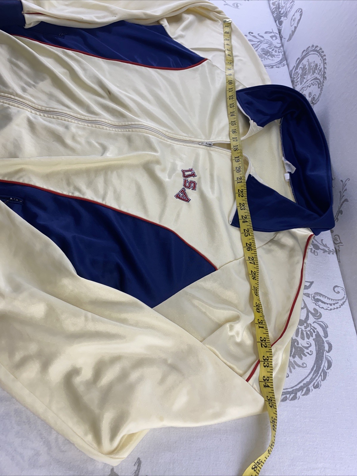 VTG 70’s Zwickel USA Olympics, Warm up track jacket full zip Cream Color
