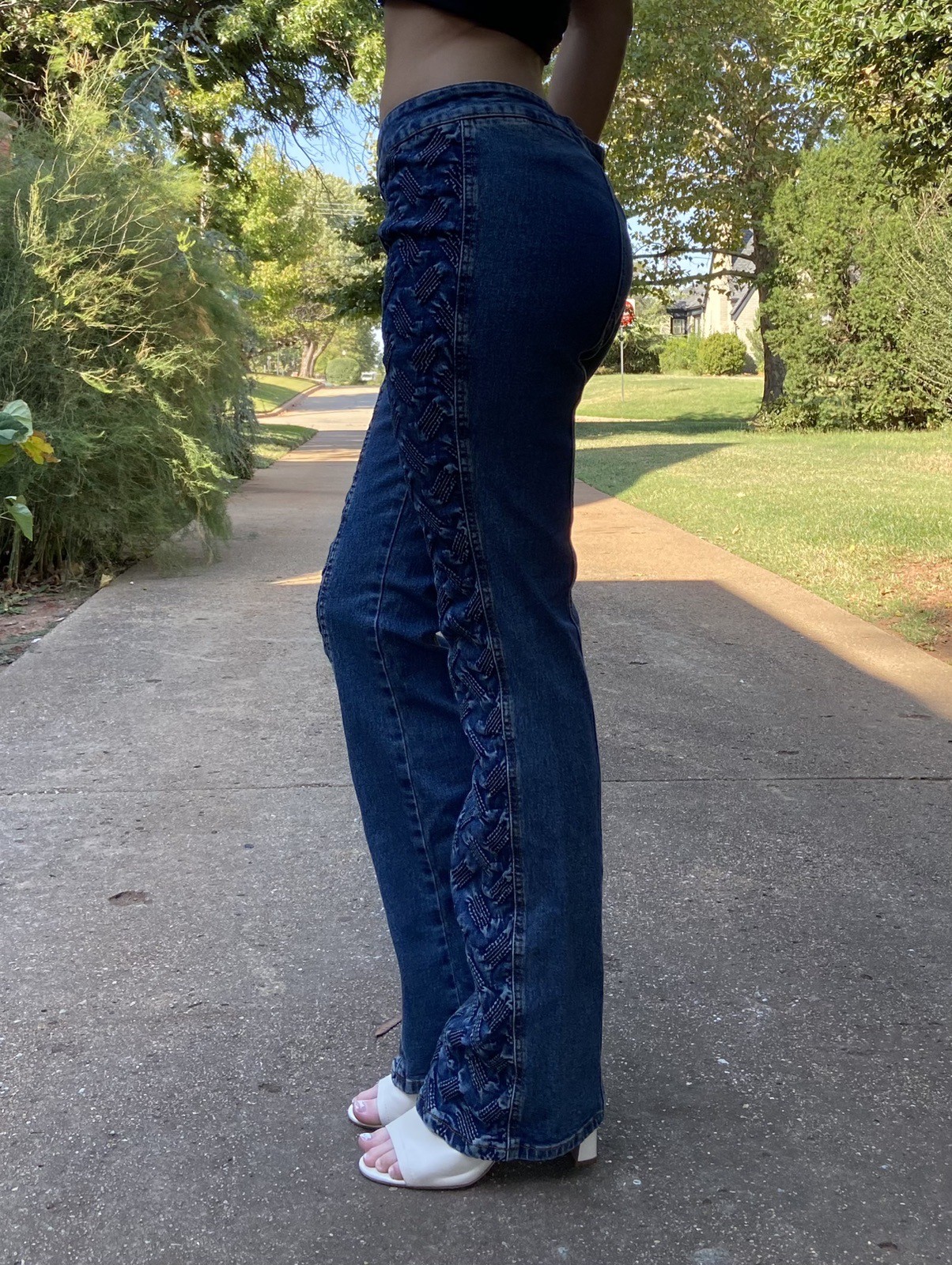 Vintage YOYO Jeans You’re On Your Own Basketweave-Look Panel Marked 9 Fit Like 2