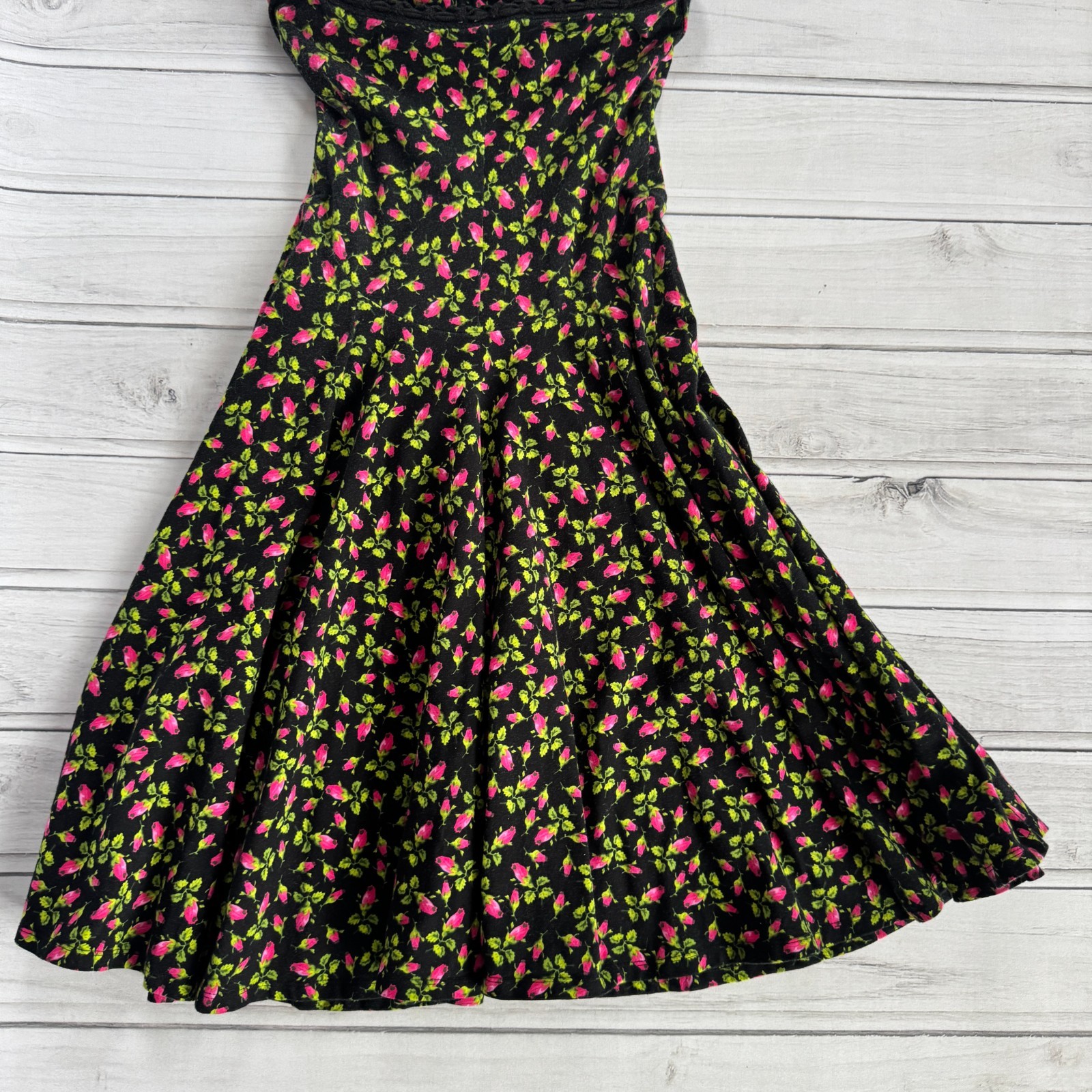 BETSEY JOHNSON Rosebud Floral Y2K „VINTAGE” Punk Label Stretch Cotton Dress P XS