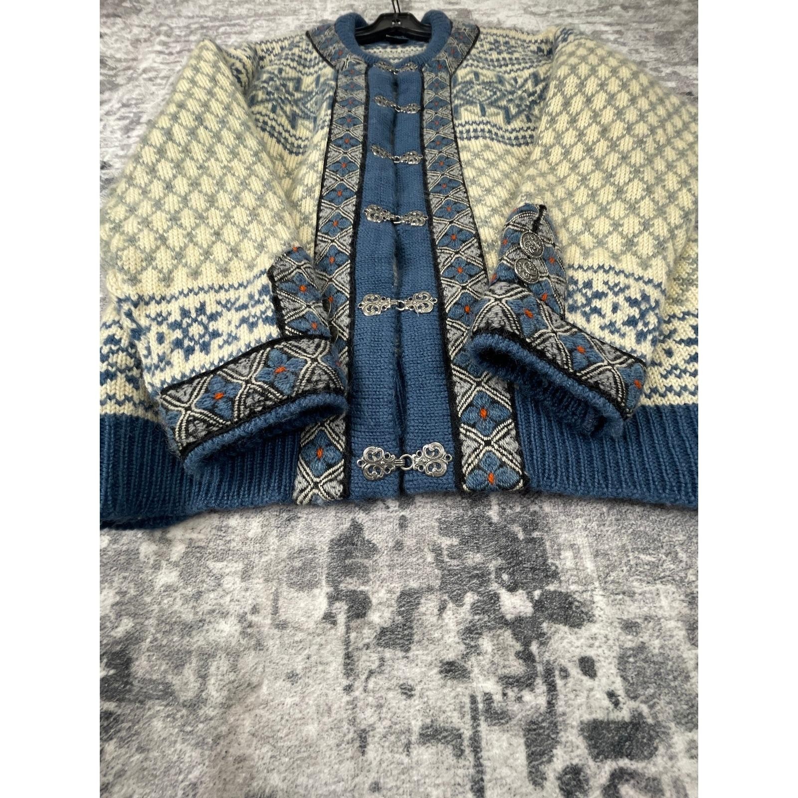 Vtg Dale of Norway Women XL Cardigan 90 Nordic Fair Isle Ornate Wool Grandmacore