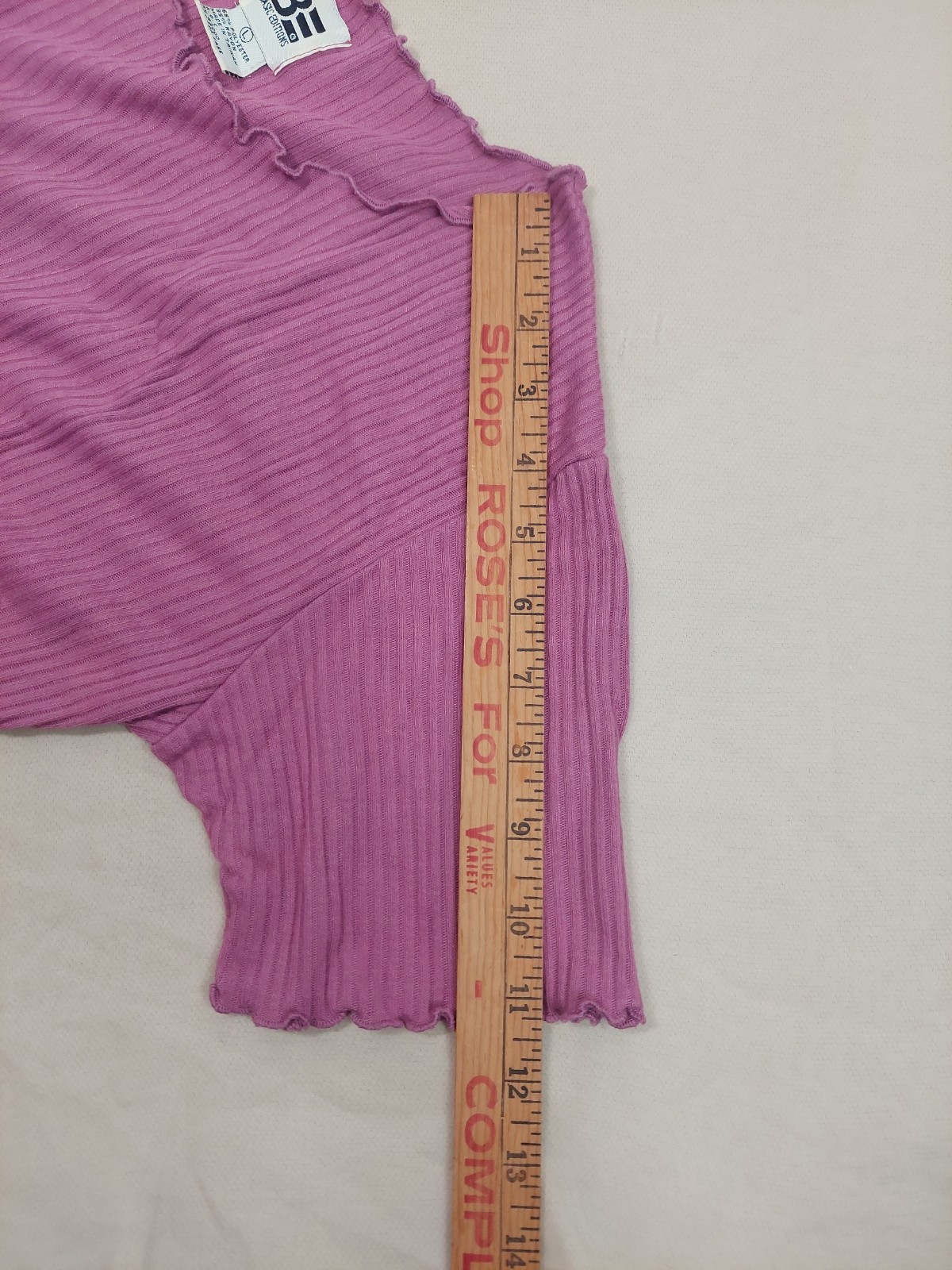Vintage Y2K Purple Ribbed Lettuce Edge Baby Tee Stretch Top Soft Girl XS/S