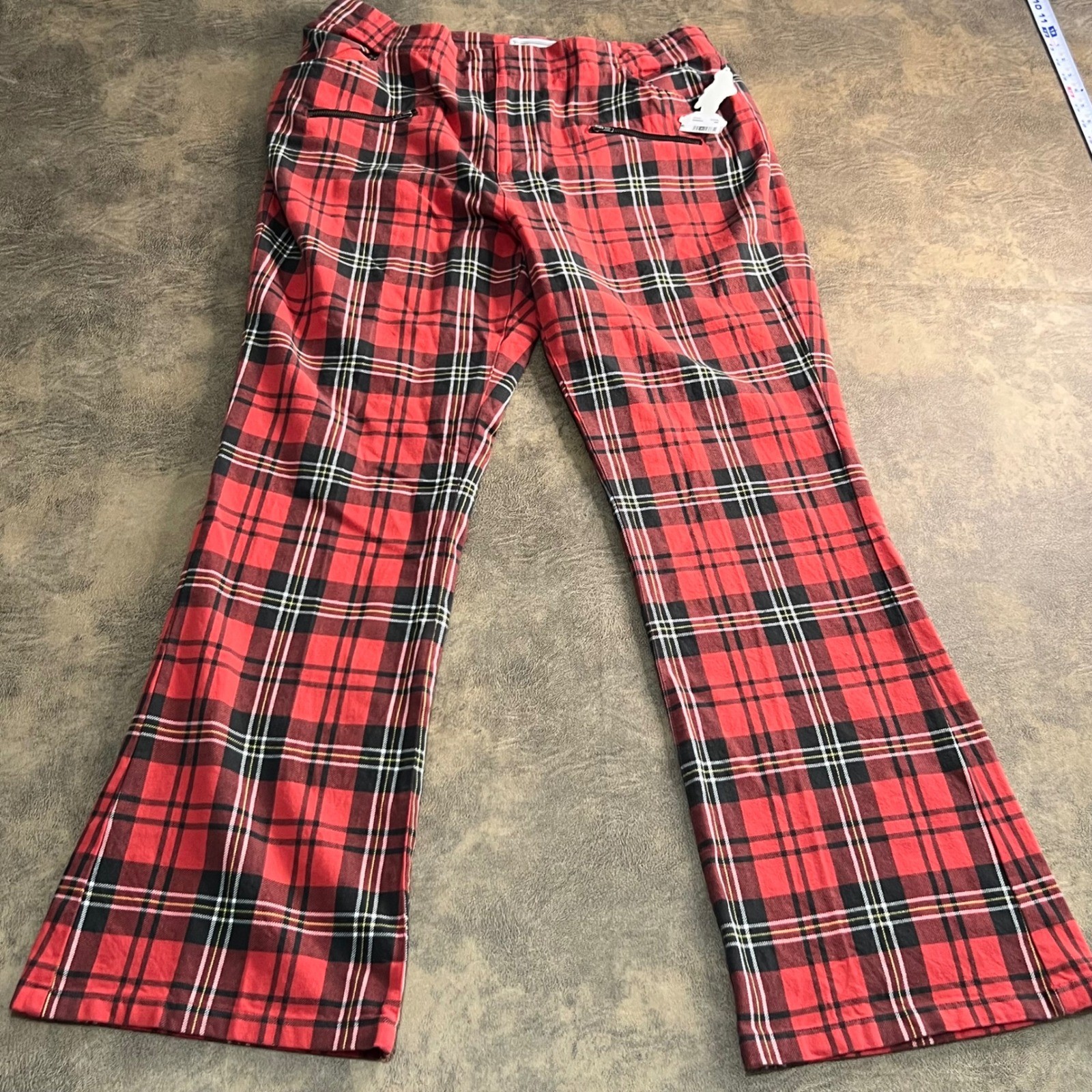RVCA Tartan Plaid Pants Womens 30 Red Stella Collab Christmas Party Grunge
