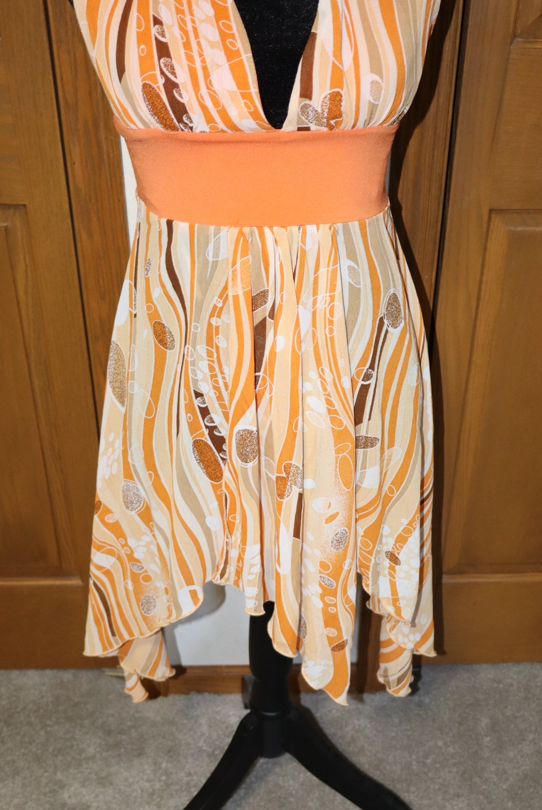 VTG Halter Dress LULY K NYC SMALL Mod GoGo Hippie Boho