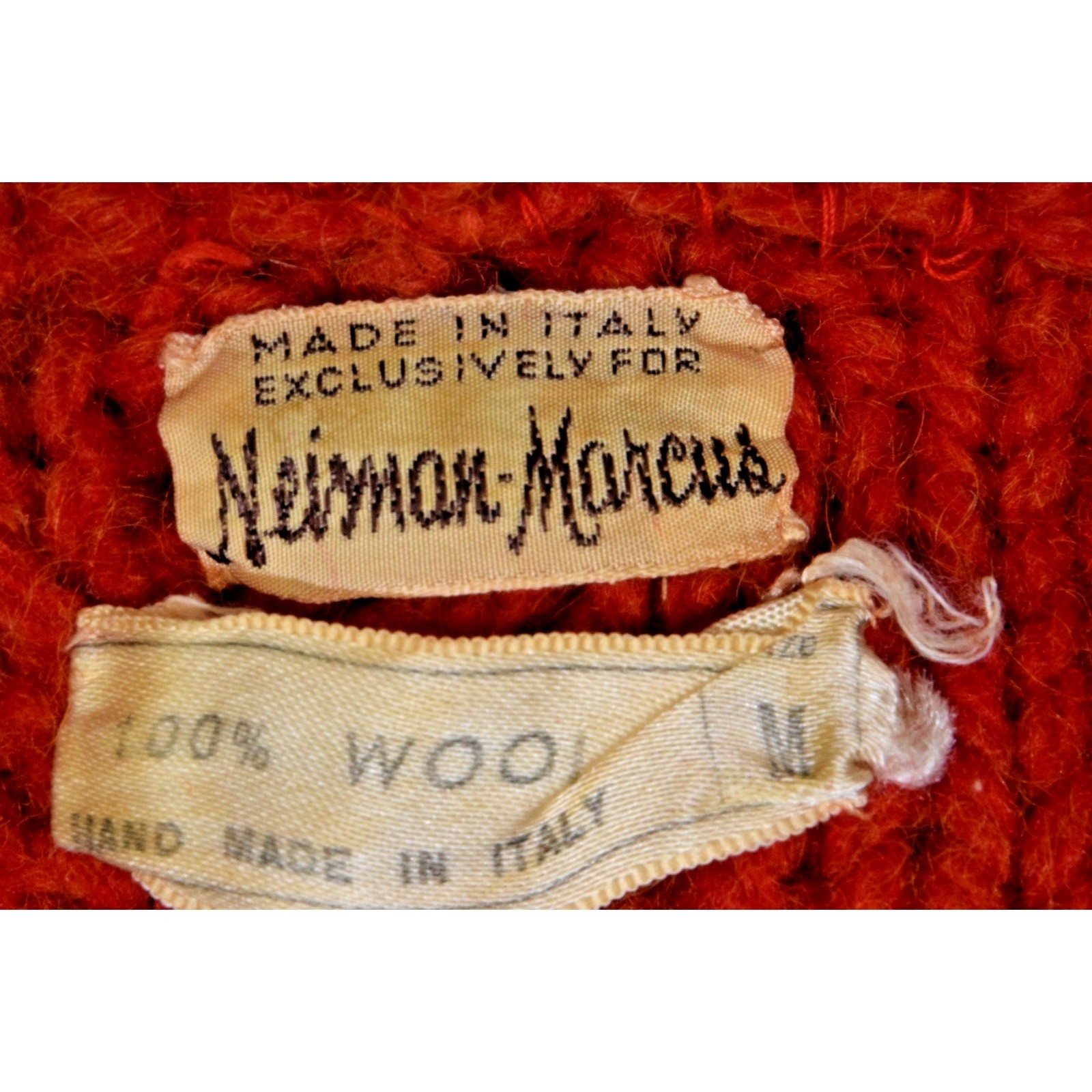 VTG Nieman Marcus Womens Wool Sweater Size M 60s Burnt Sienna Chunky Made Italy