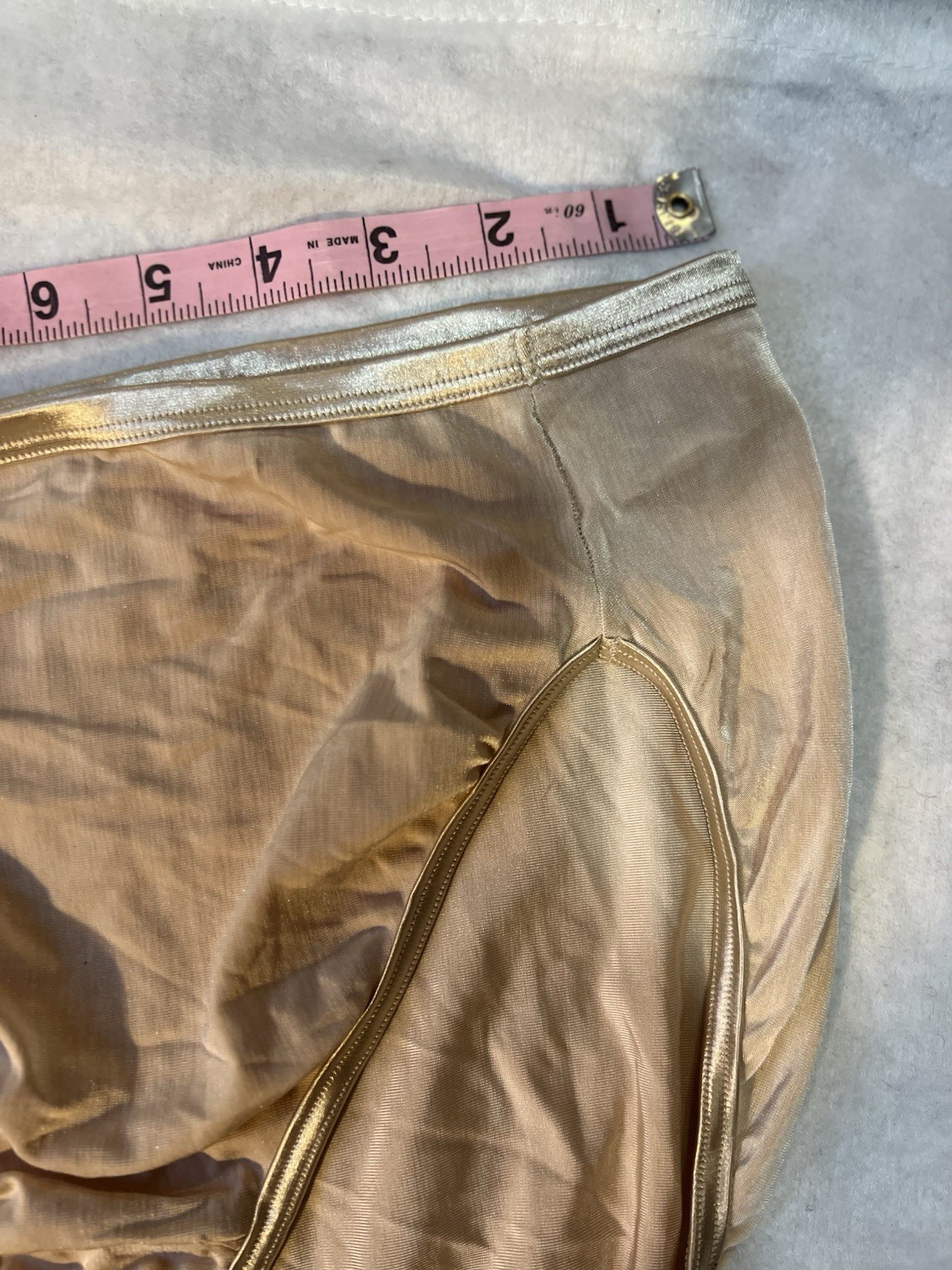 Vtg Vanity Fair High Rise Silky Nylon Satin Trim Beige Nude Panties 8XL Mexico