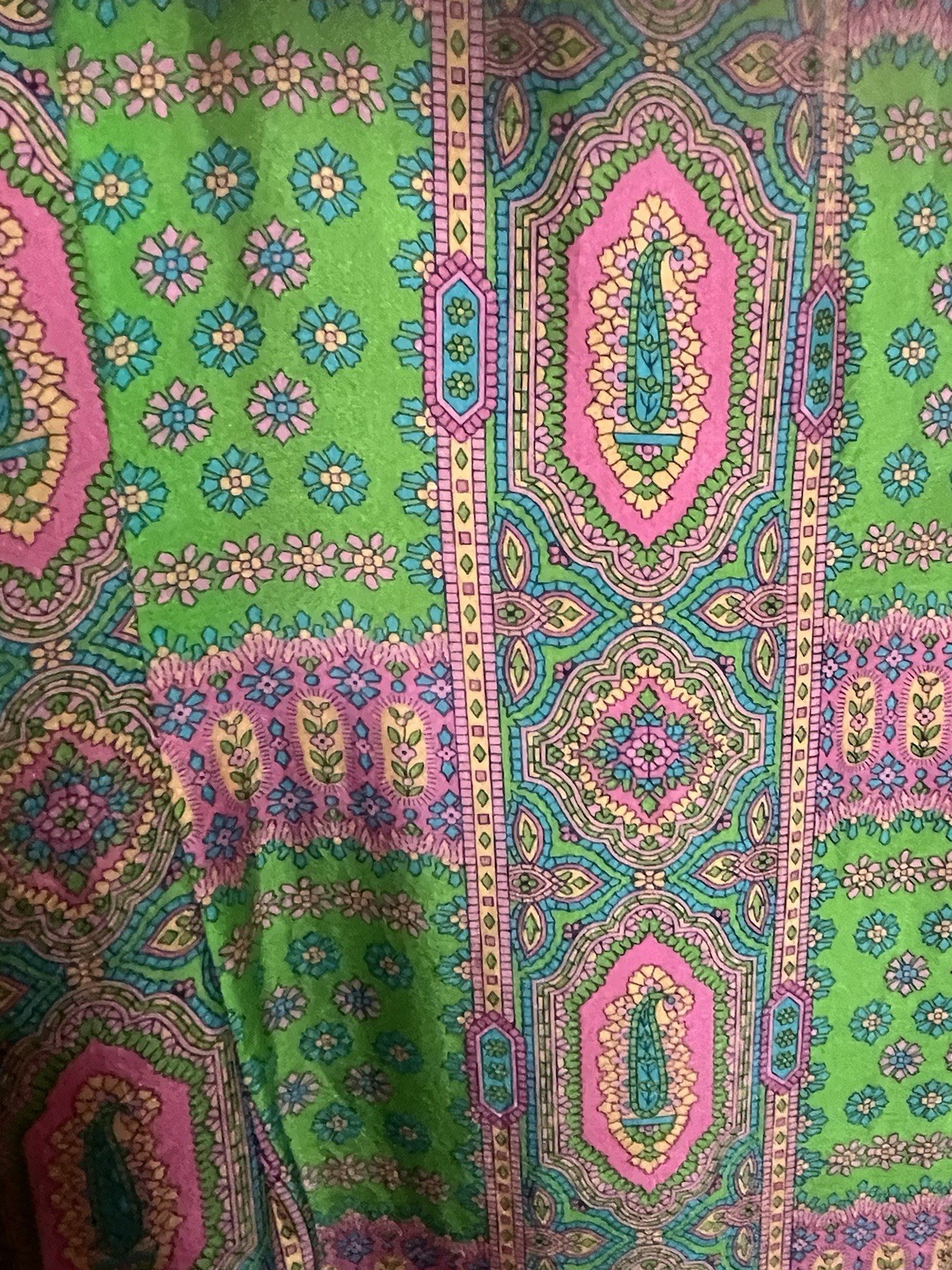 Vintage ABS Allen Schwartz Pink And Green Silk Dress