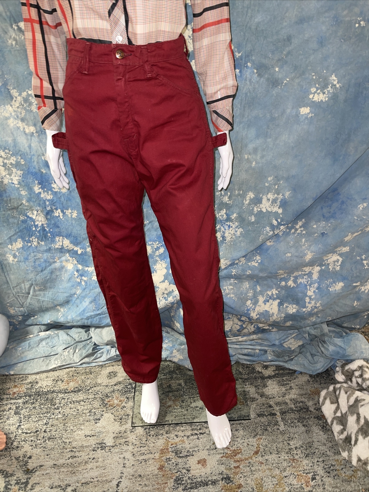 Women’s Vtg 1970s 80s Dee Cee Carpenter Jeans Pants Burgundy 27 Wst 38 H 32.5 In