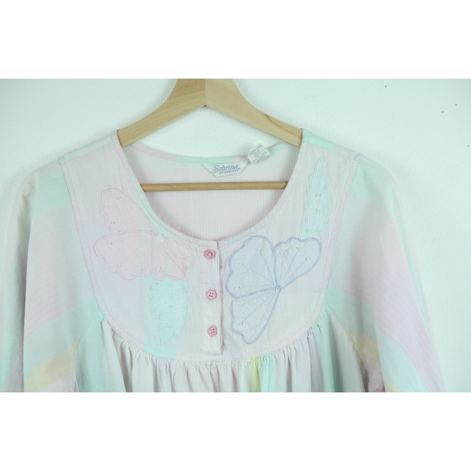 Vintage Medium Housedress Pastel Plaid Butterfly Cottagecore 80s Feminine Granny