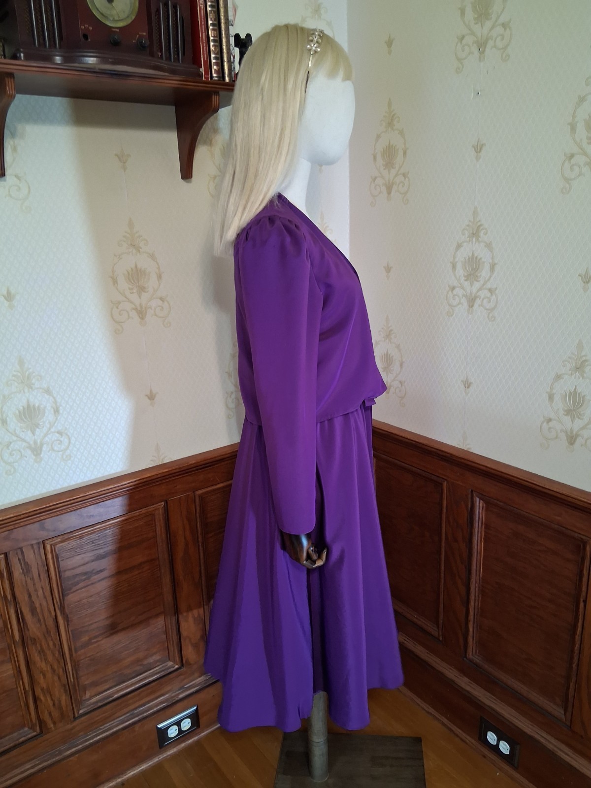 Vintage 1980s Caron Chicago 3-piece Purple Plaid Flowy Cottagecore Sundress Suit