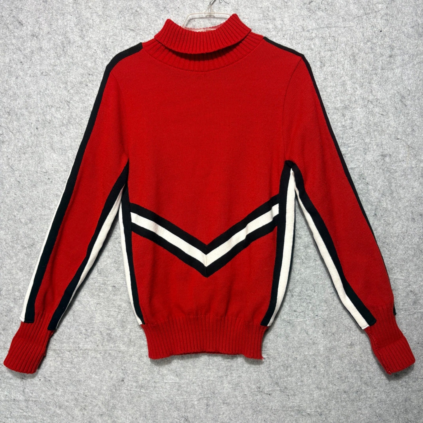 Cheerleader Supply Co Sweater Women 36 Red White Vintage 80s Turtleneck USA
