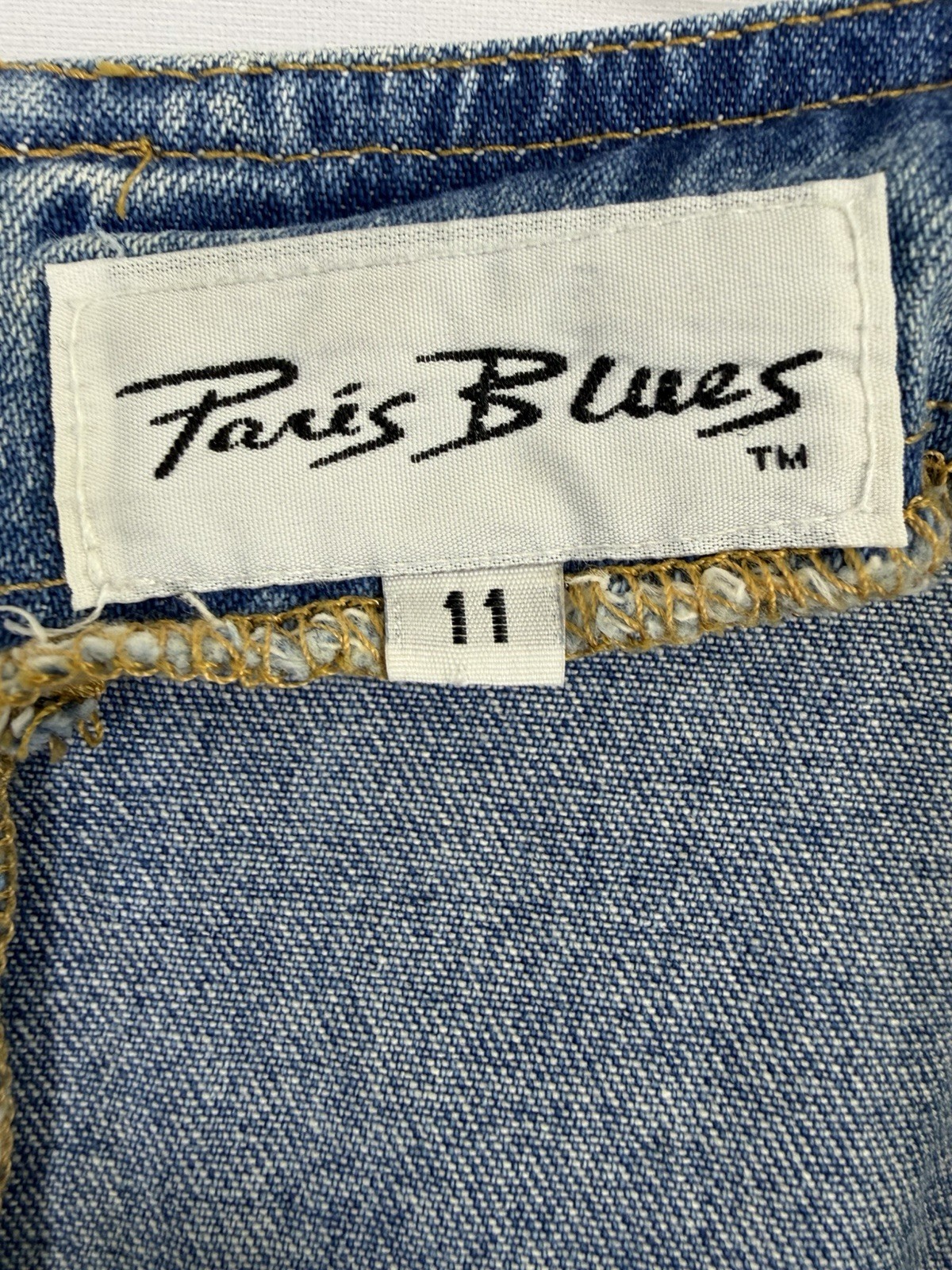 Vtg 90s Paris Blues Denim Dress Pleated Detail Skirt Button Sz 11 USA Grudge