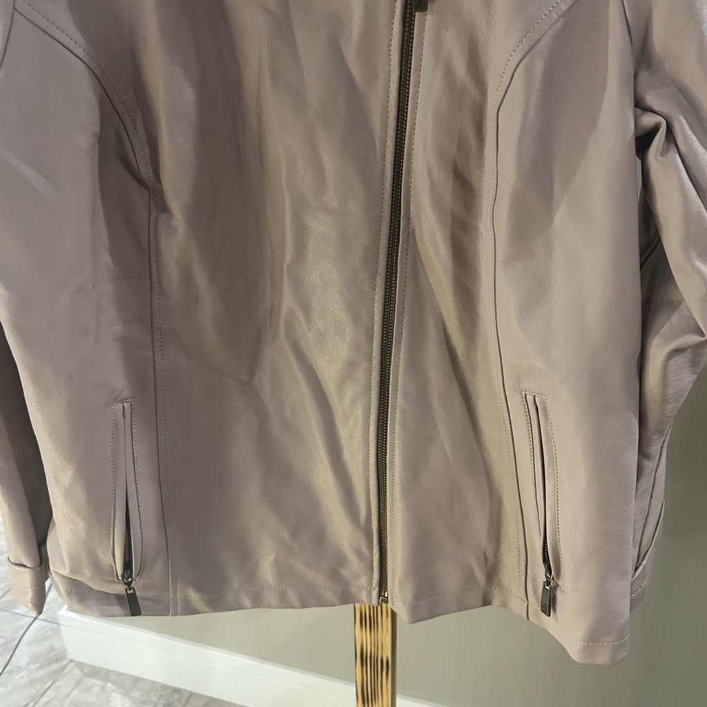 Dennis Basso Vintage Blush Pink Leather Zip Up Jacket Women’s Large