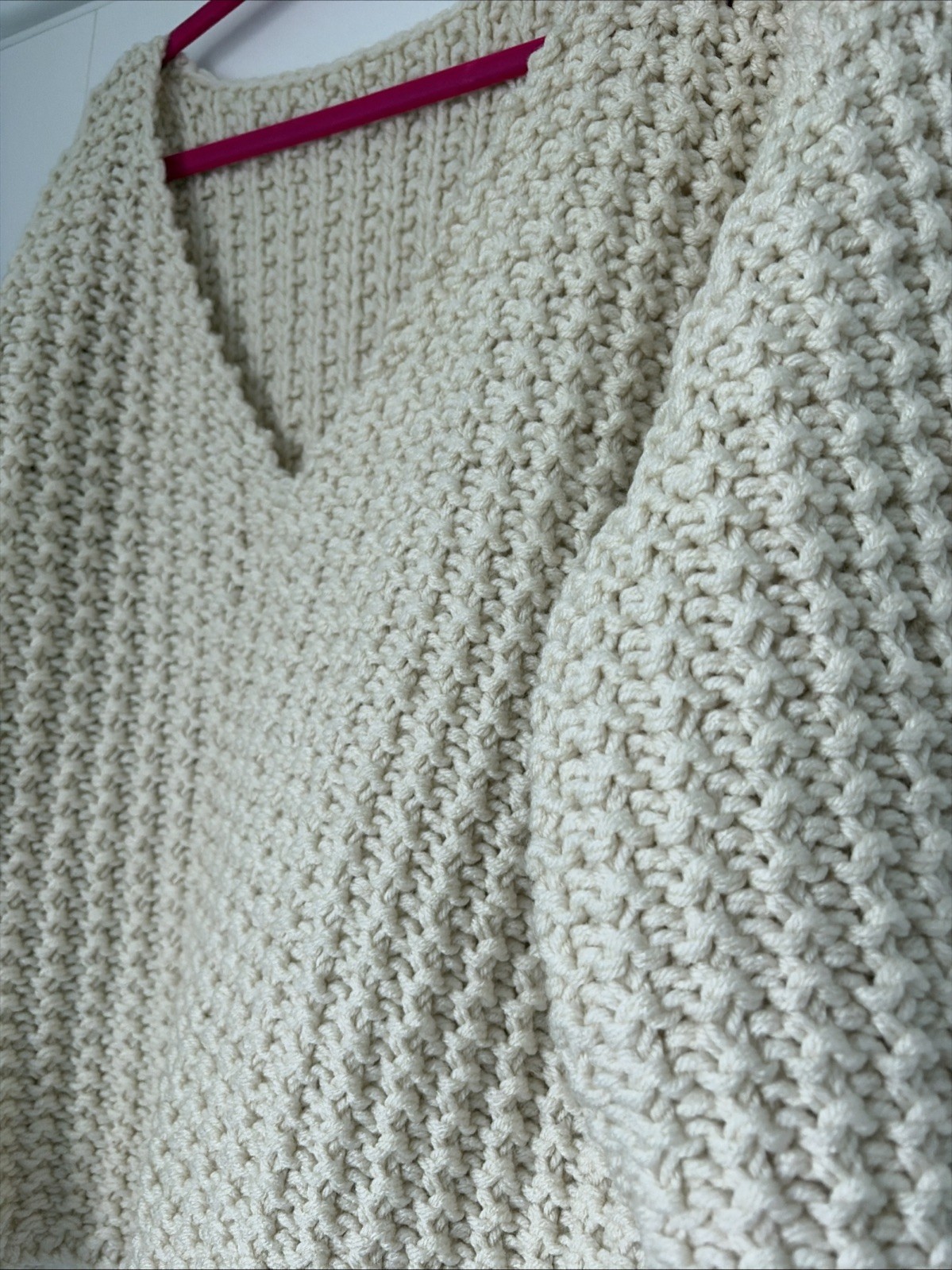 VINTAGE 70s Fisherman Sweater Wool Ivory Large Extra large HandKnit Cream V