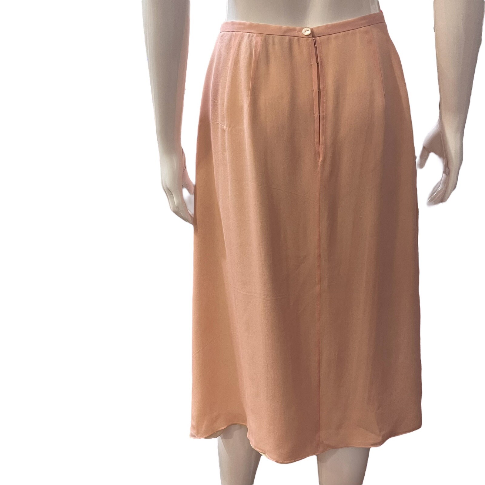 Vintage WORTH 100% Silk Light Blush Pink Midi Skirt Lined Flirty Flowy Size 12