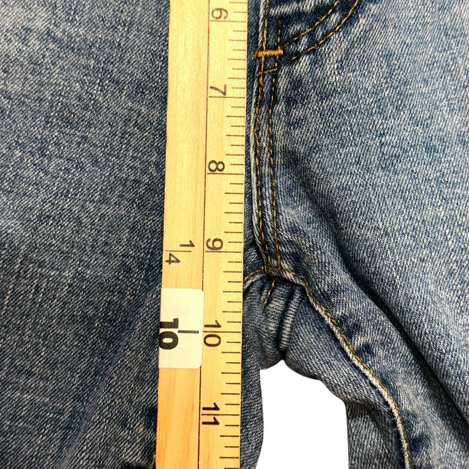 Women’s Light Wash Bootcut Jeans Mid Rise Distressed Denim Blue 30×33