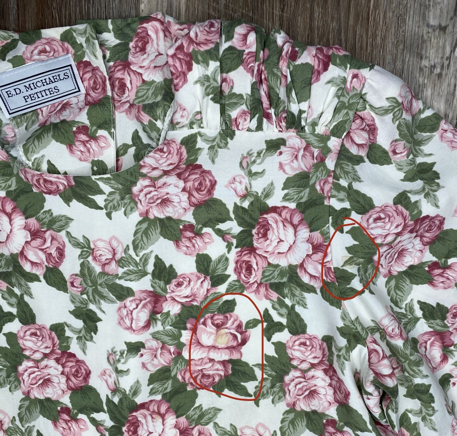 1980s ED Michaels Belted Illusion Dress Florals Rayon Modest Size 9/10 Petite