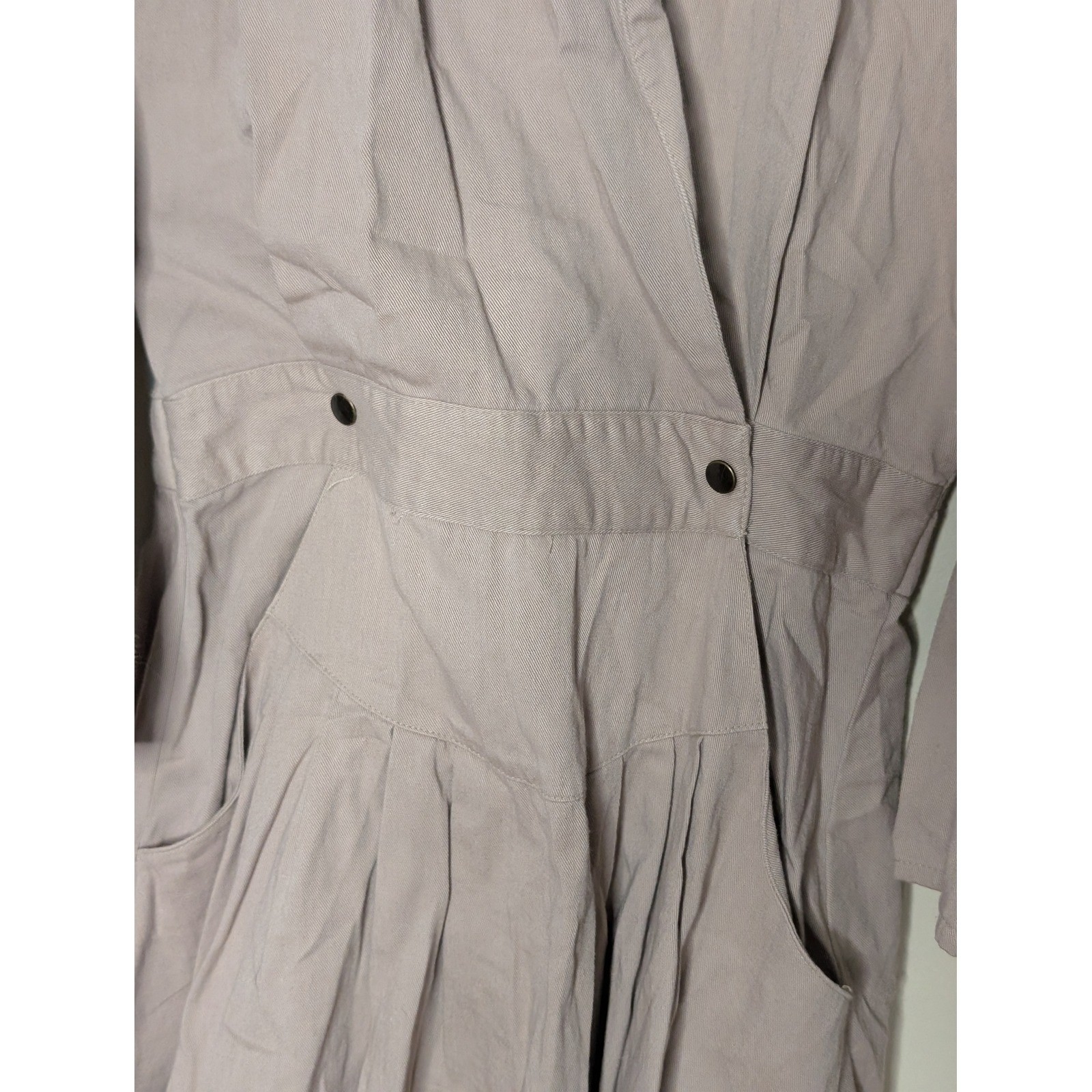 Vintage You Babes Mauve Cotton Wrap Dress Long Sleeve Pleated Pockets Size 9
