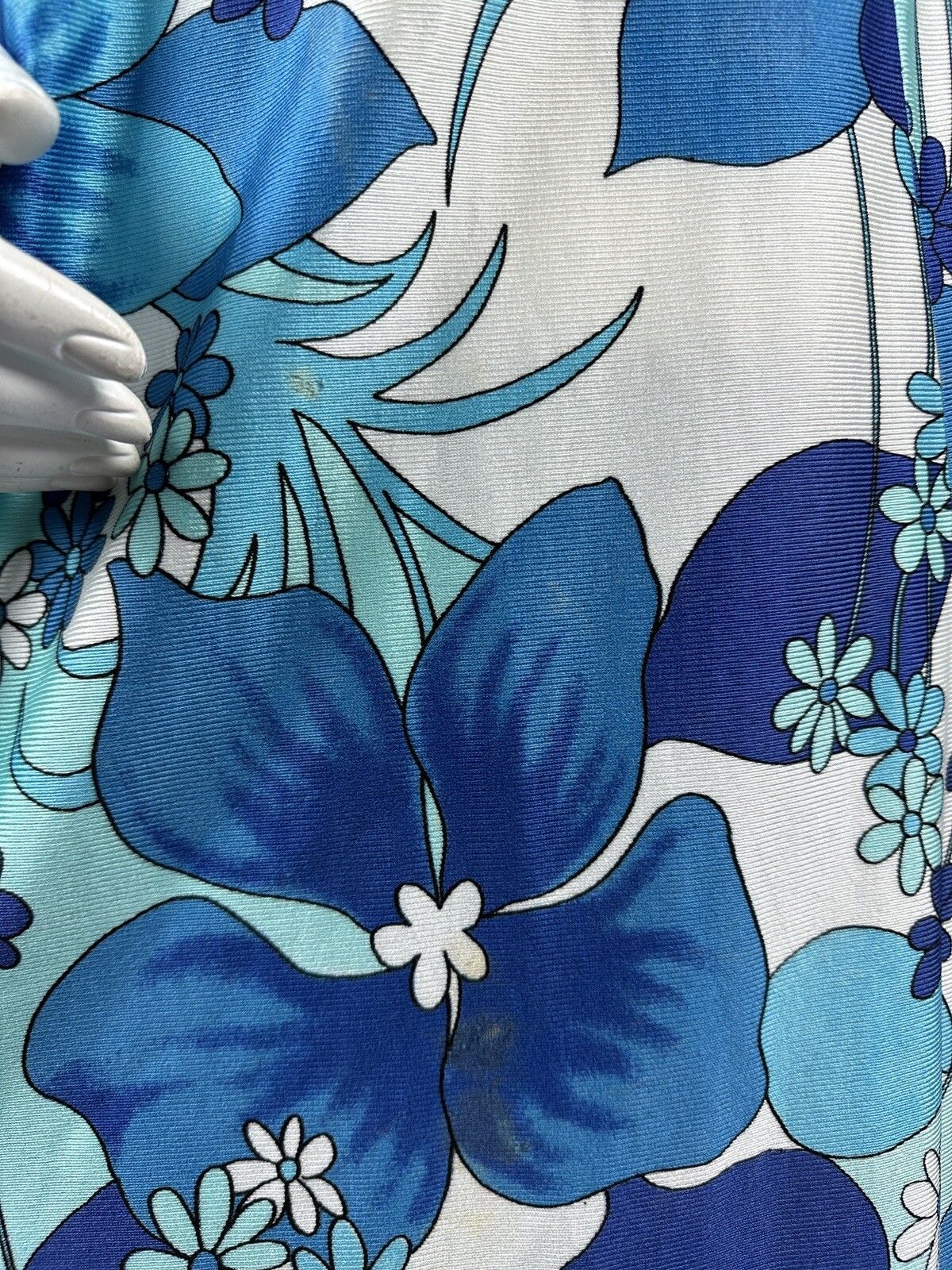 Vtg Hawaiian Surf By Pacific Blue Asian-Inspired Maxi Dress Hawaii Tiki 35” Bust