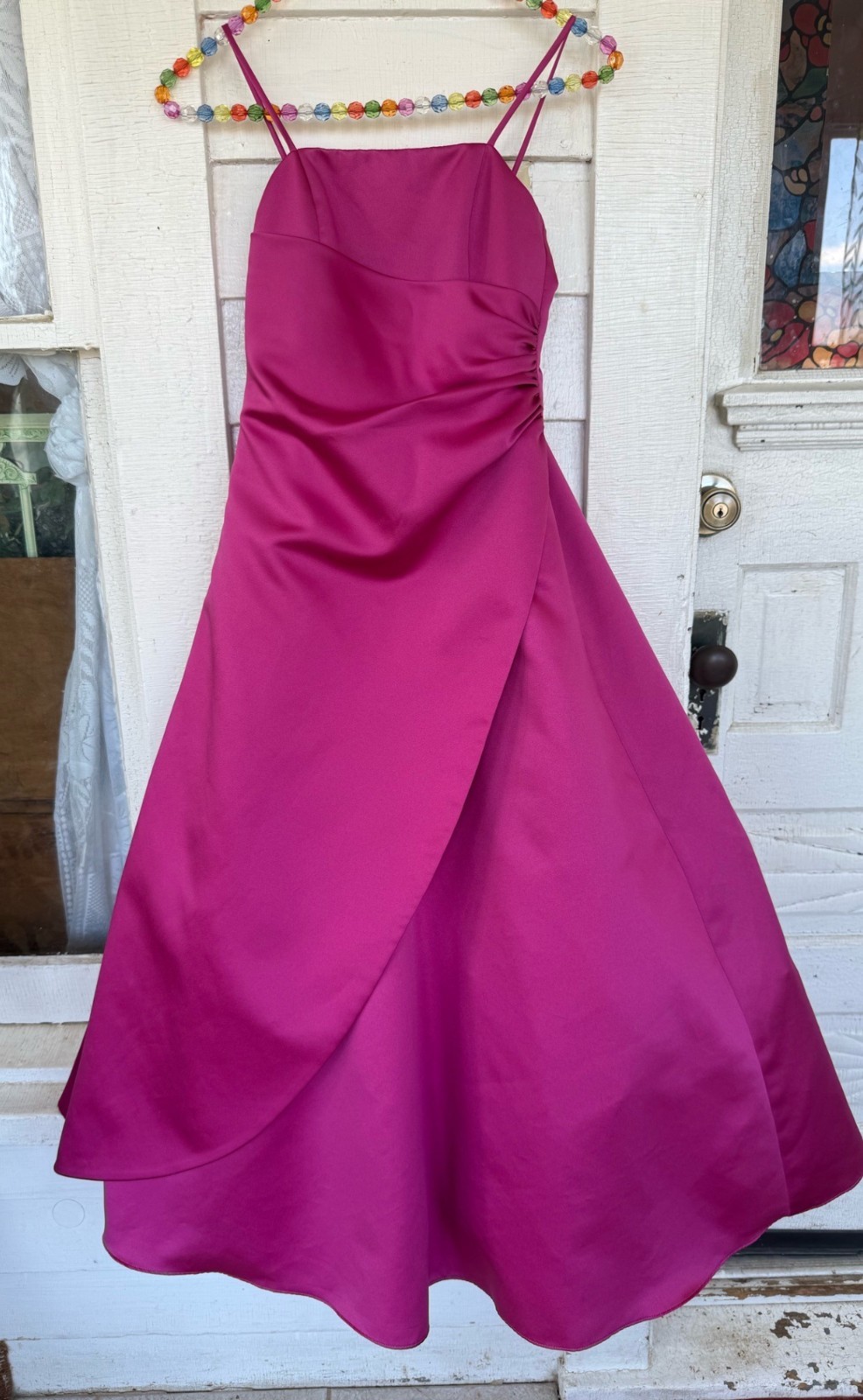 Vintage 90’s Fuscia Pink Midi Formal Prom Bridal Dress Tulle Puff Size 6