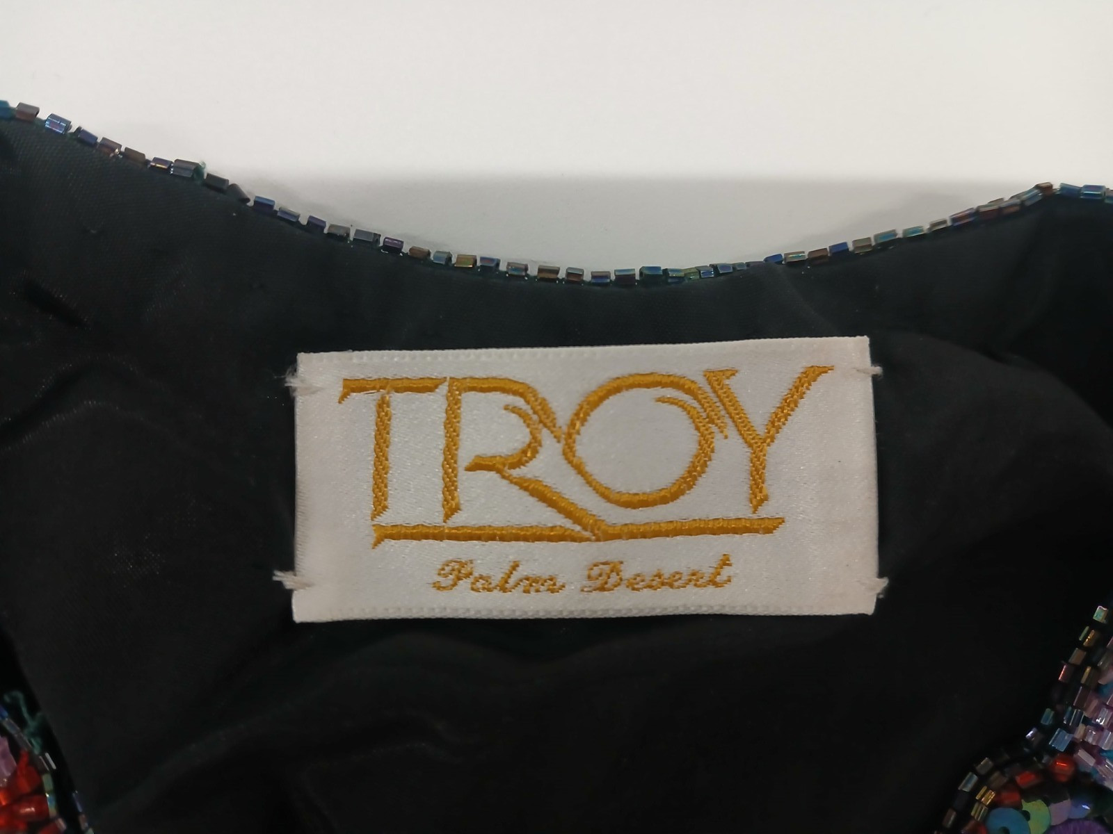 VTG Troy Trophy Bolero Jacket Cropped Beaded Sequin Mirror Art Wear Sz S Boho