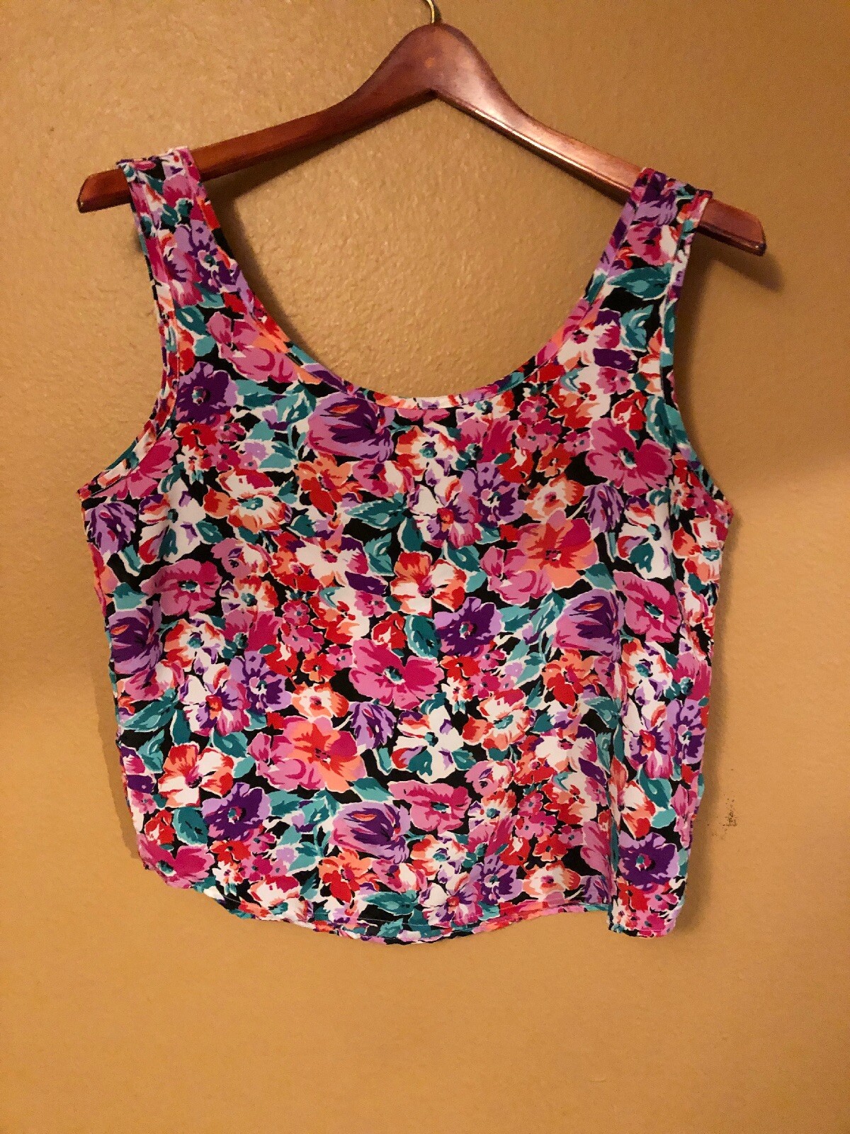 Vintage JAY JACOBS Polyester Tank Top Floral 1990 M Career Sleeveless 90’s