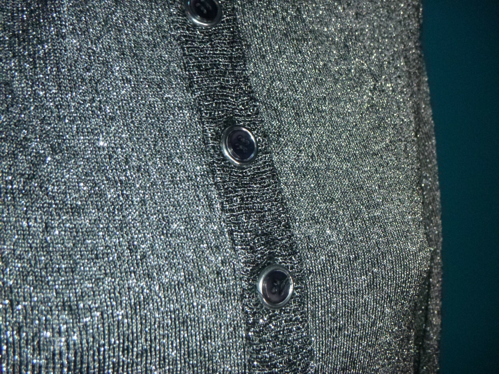 Vtg LeRoy Knitwear Black Silver Lurex Metallic Threads Long Sleeve Sweater Sz M