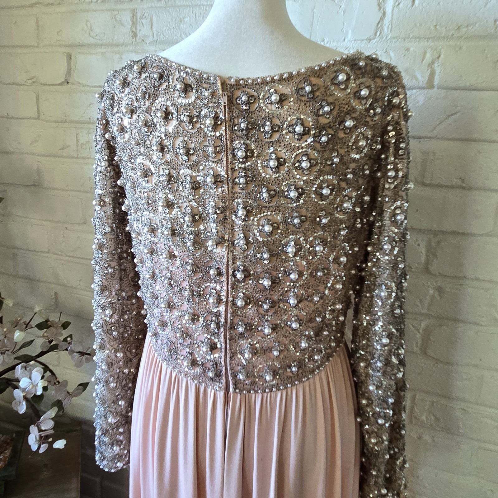 Vtg 60s Pink Embellished Victoria Royal Ltd. Gown, Maxi Dress, Party, 4/S
