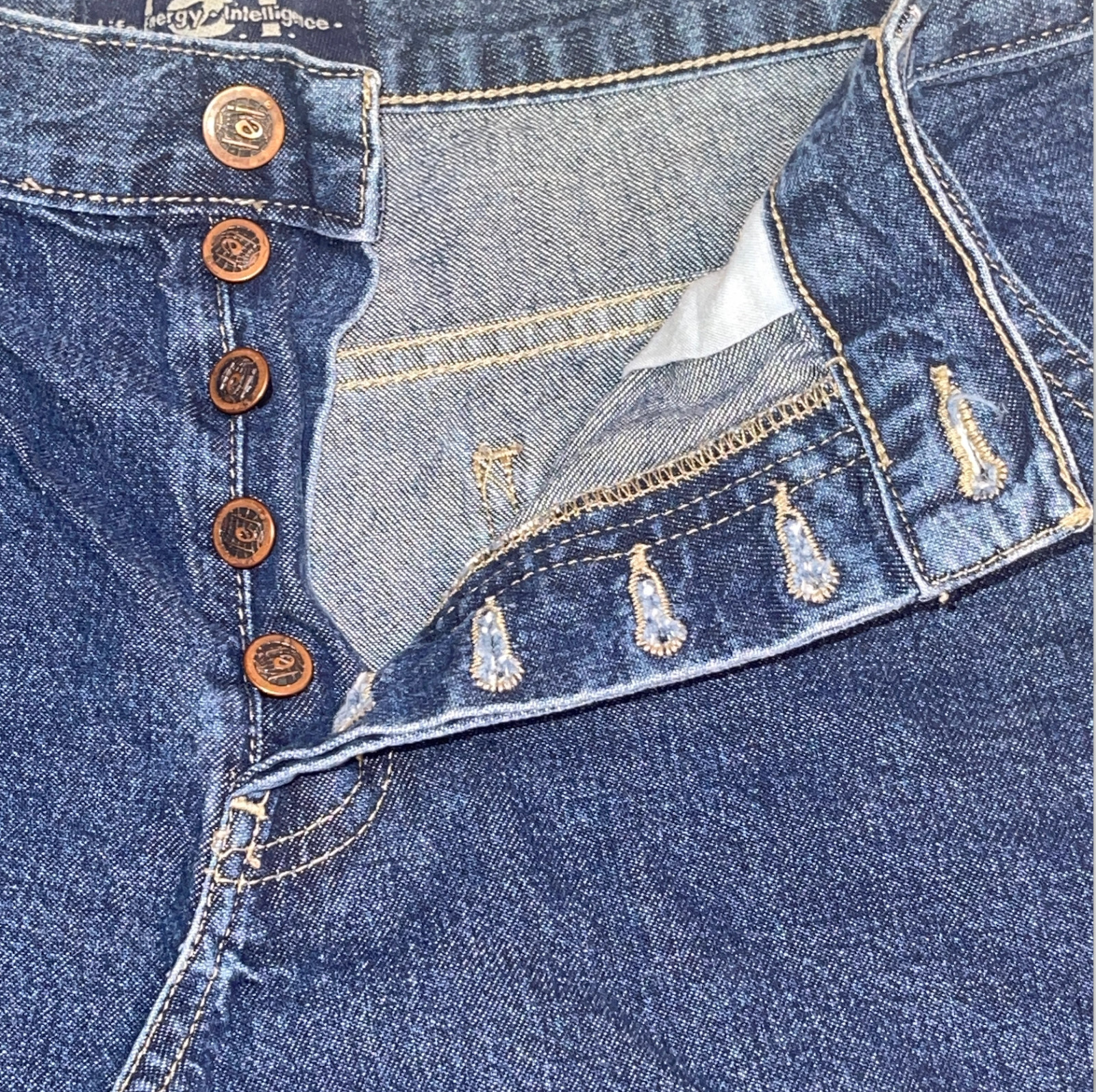 Vintage LEI Y2K 90’s Dark Wash Button Fly Denim Blue Jean Shorts Sz 13 Carpenter