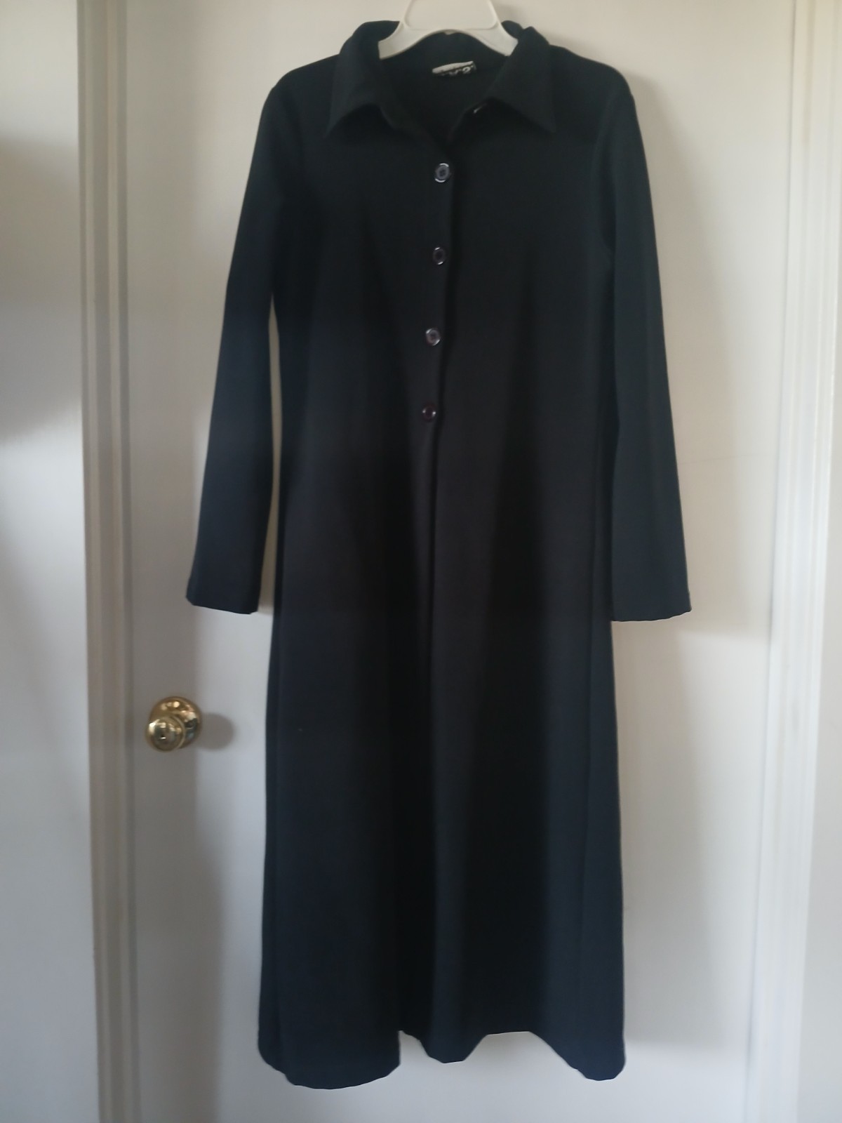 VINTAGE WOMENS G.A.S. LONG BLACK DUSTER -GOTH-