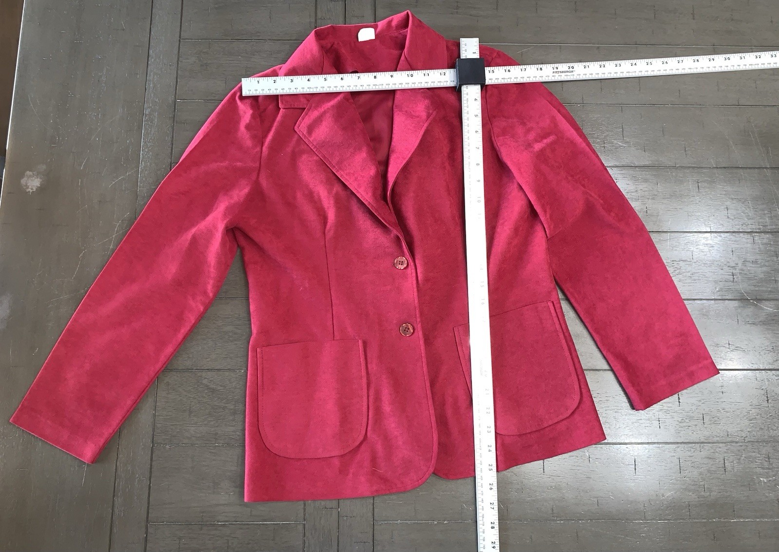 B2 80s Velour Blazer Jacket Sz M Pink Fuchsia Button Career Office Preppy