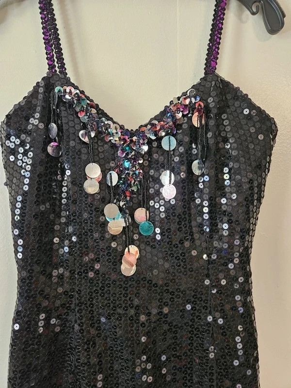 J REYNOLDS DESIGNS ATLANTA VTG Sequins Black Prom Formal Party Gown USA SZ 4/6
