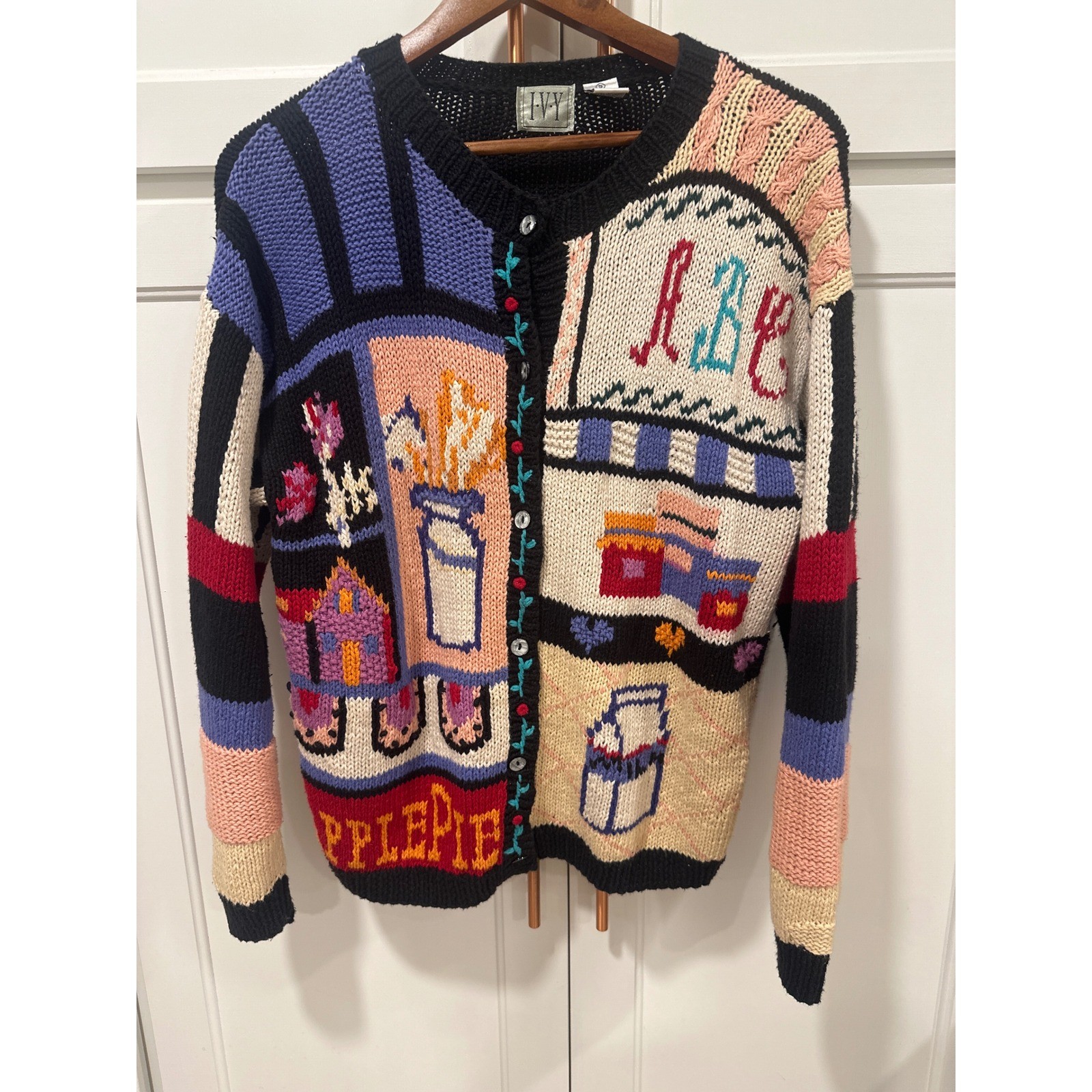 Vintage IVY Knit Cardigan Sweater Cottage core Teacher Schoolhouse Size S RaRE