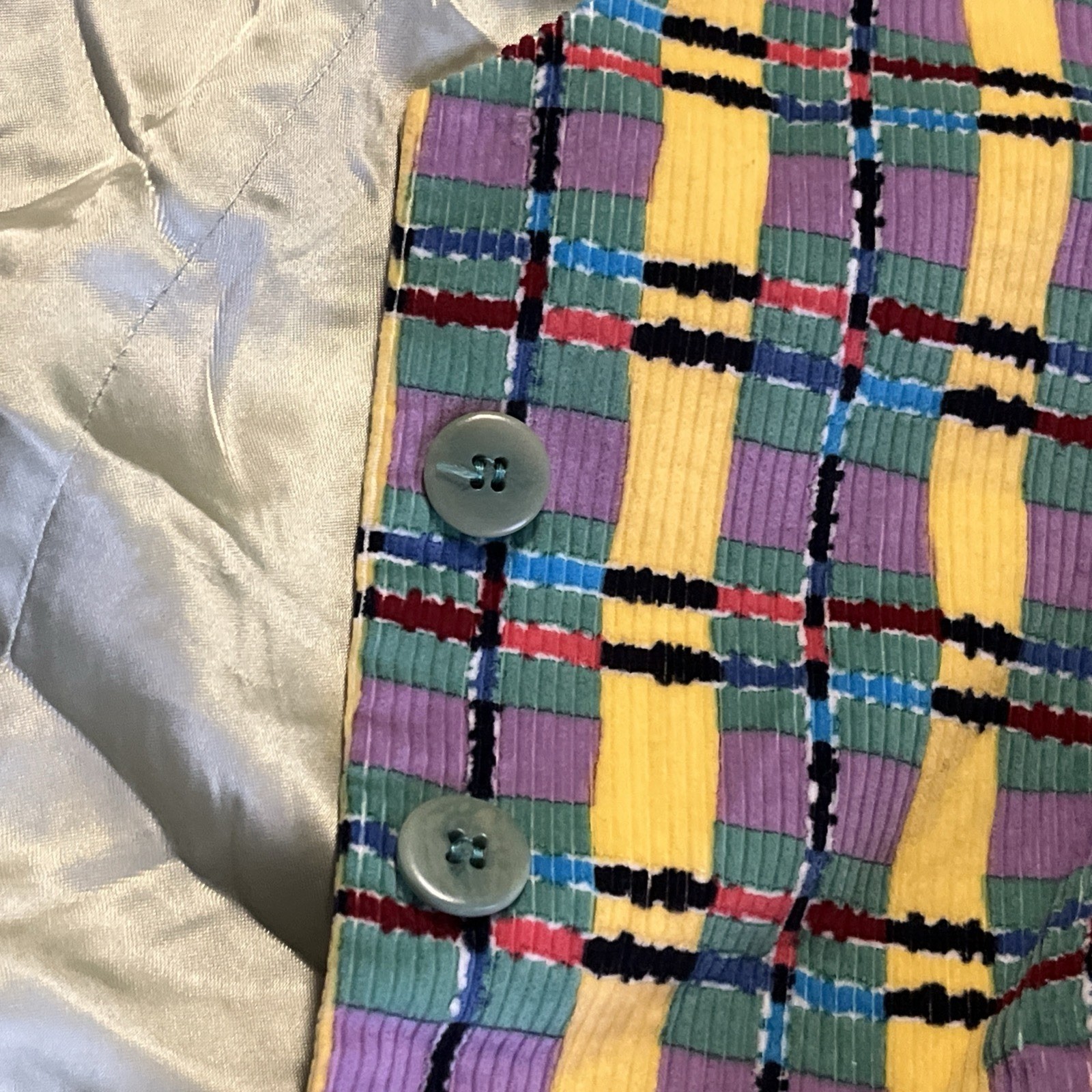 Versace Jeans Couture Vest Women’s Small Vintage Pastel Plaid Corduroy VJC