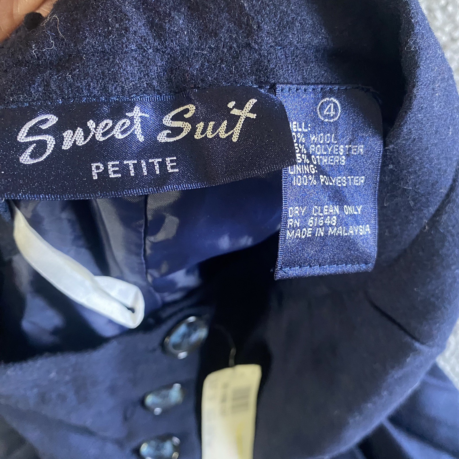Vintage Sweet Suit 2 Pc Pleated Skirt Blazer Set Petite Blue Office wear