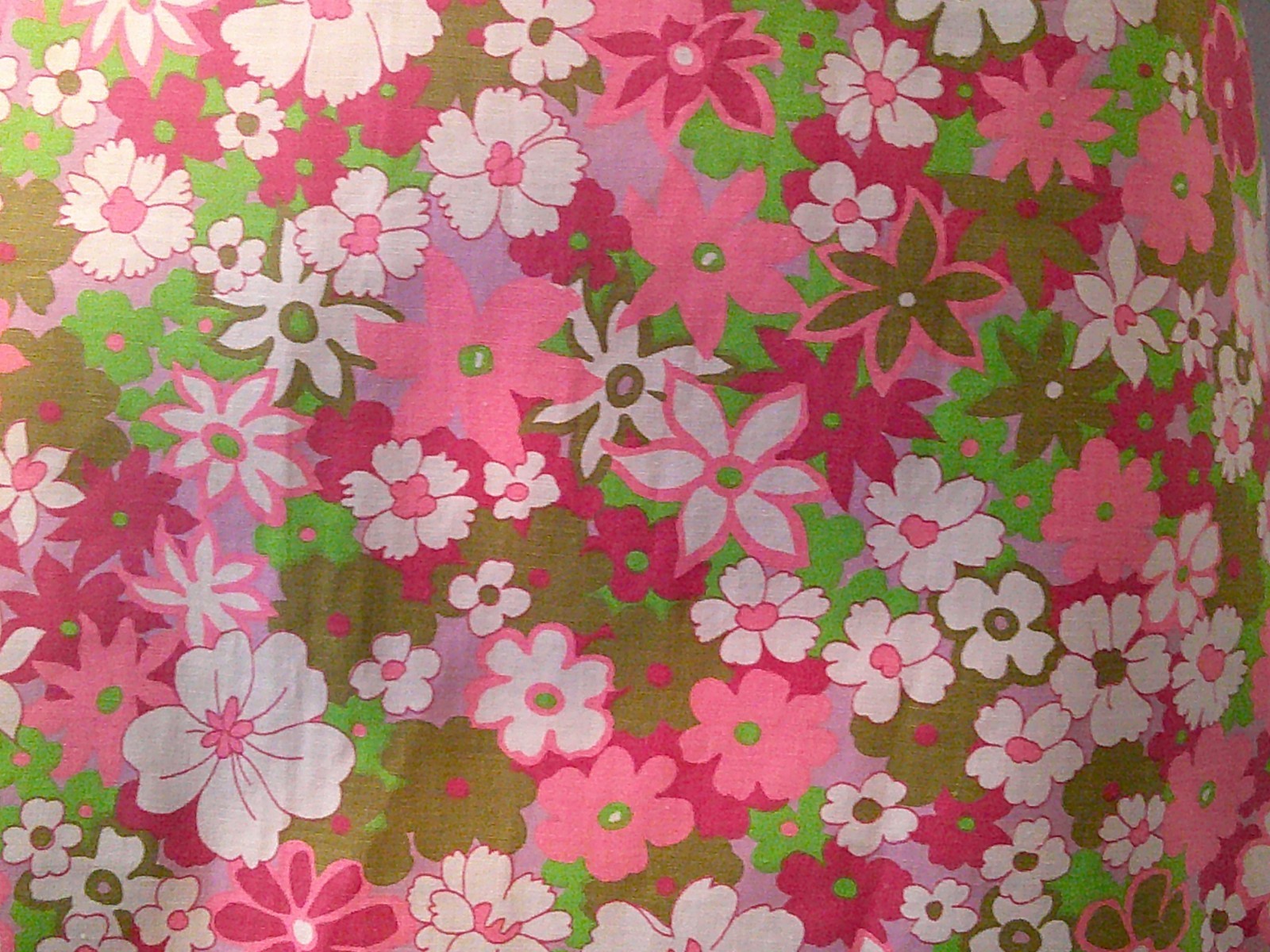 Vtg 60’s MOD GoGo Flower Power Cotton Puff Sleeve Twiggy Style Dress Homemade S
