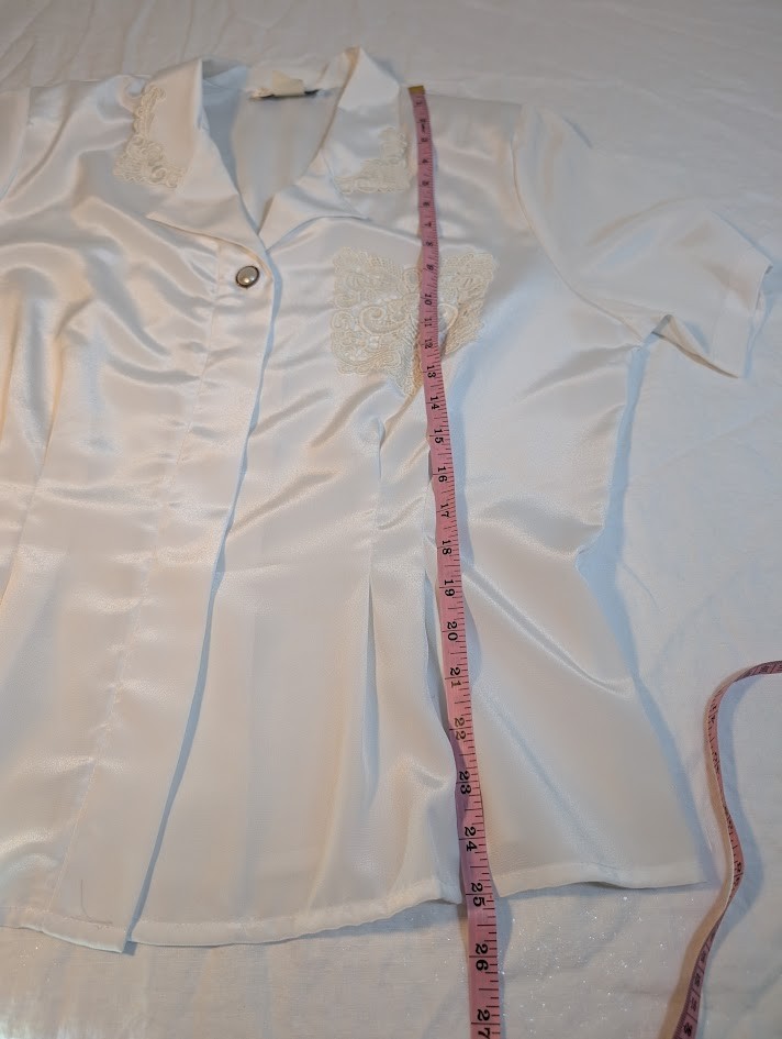 VTG Impressions of California women’s size 16 silky embellished blouse USA I9
