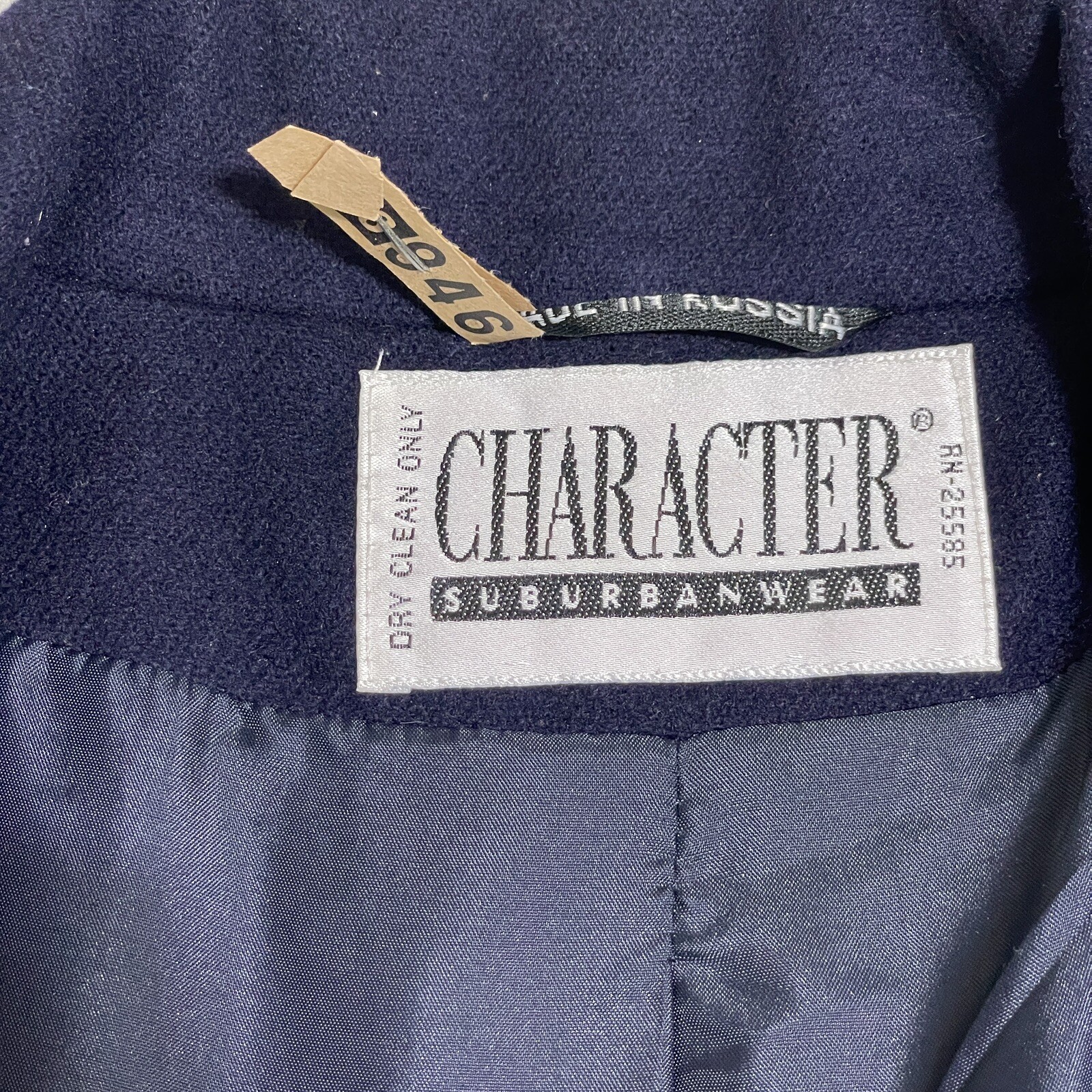 Vtg Womens WOOL BLAZER JACKET Gold Accent Buttons Preppy 90s Academic Navy Sz 8