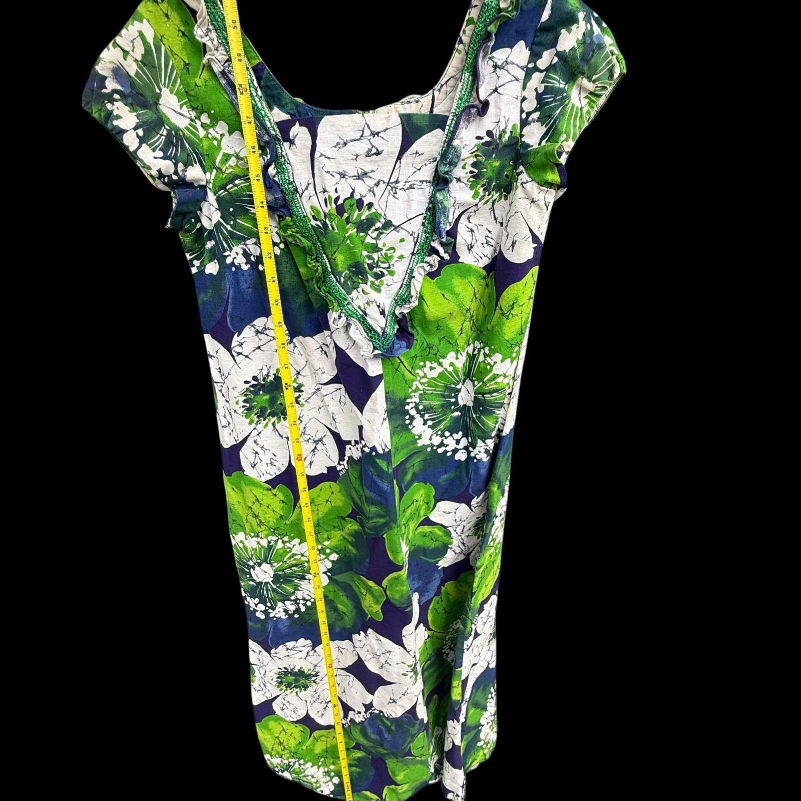 VTG Liberty House Of Hawaii Barkcloth Flower Power Maxi Dress MuMu Hawaiian