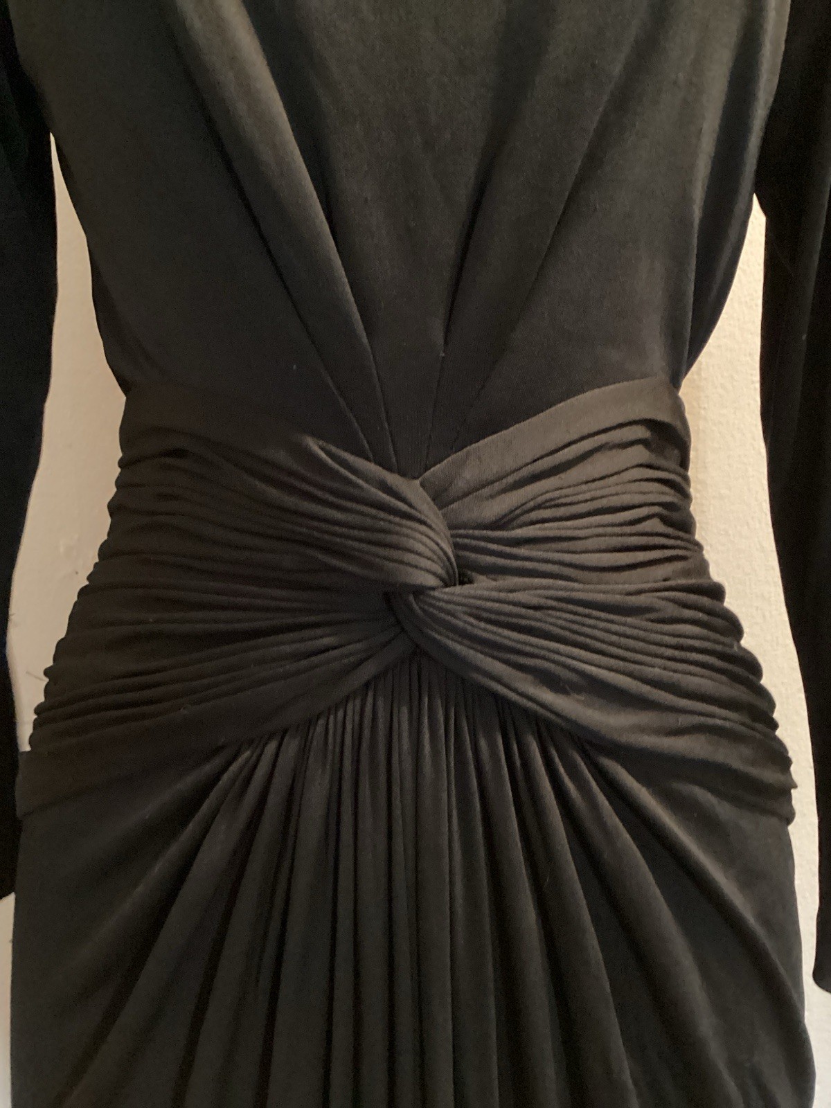 vintage 70’s matte silk jersey Jill Richards disco pleated long evening dress S