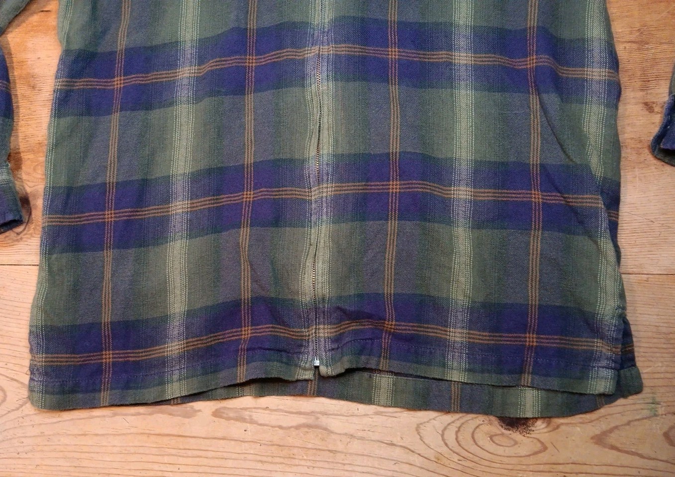 Vtg Faded Glory Womens L Plaid Flannel Shacket Shirt Full Zip Cotton Cabincore