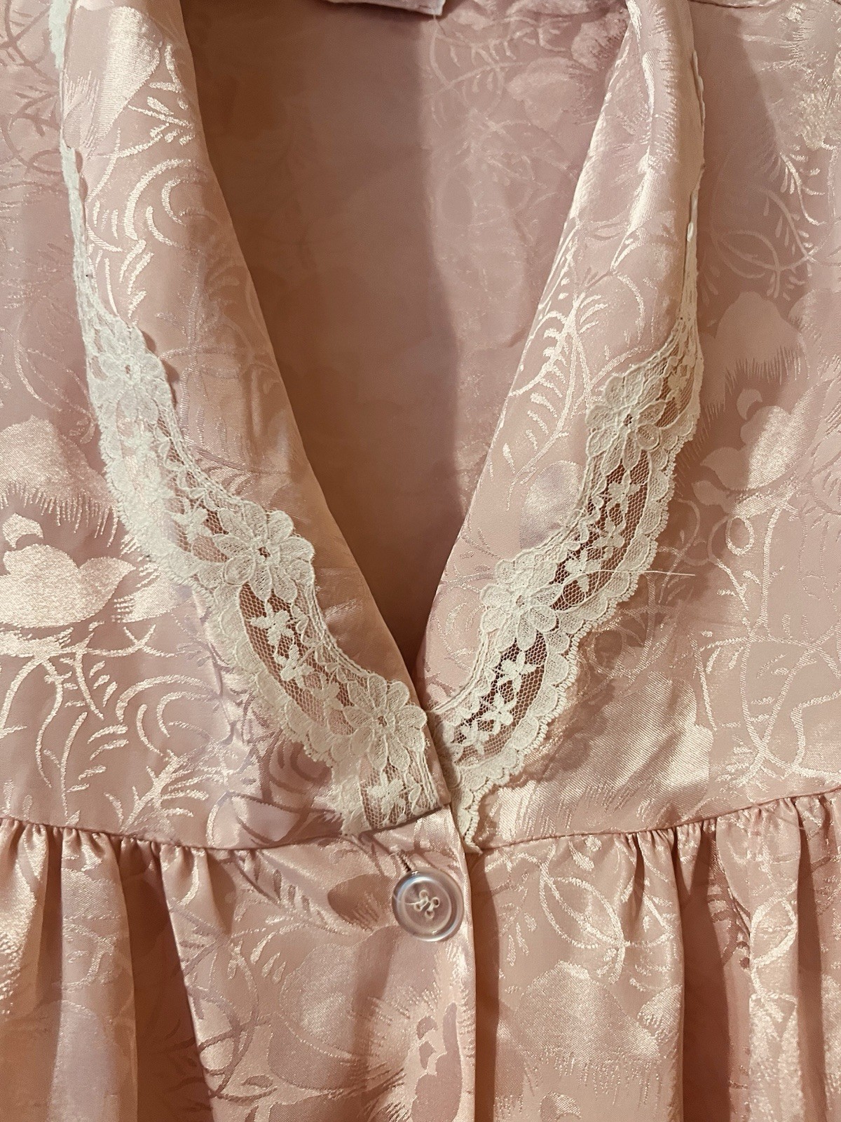 VTG 80s Just For Women Sears Pink Embossed Satin Button Front Robe Housecoat 3X