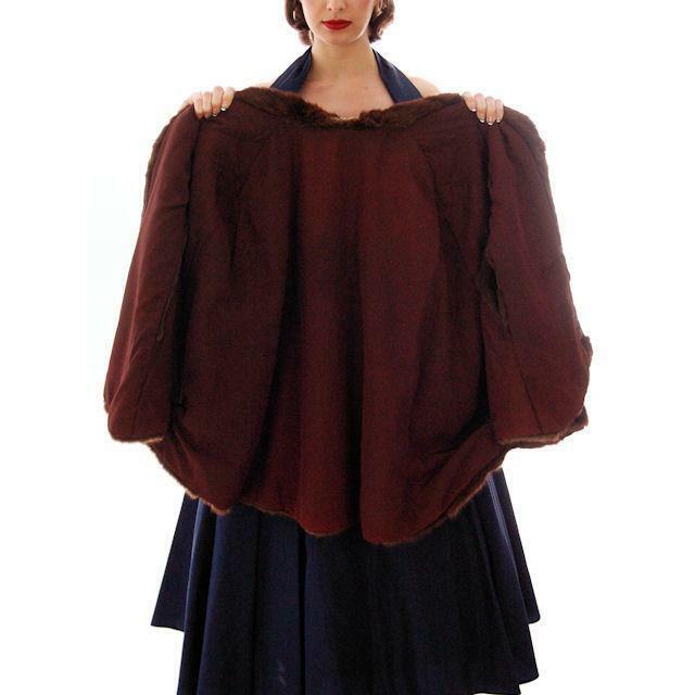 VTG 40s Dark Brown Sable Fur Convertible Stole Cape Hollywood Glamour O/S