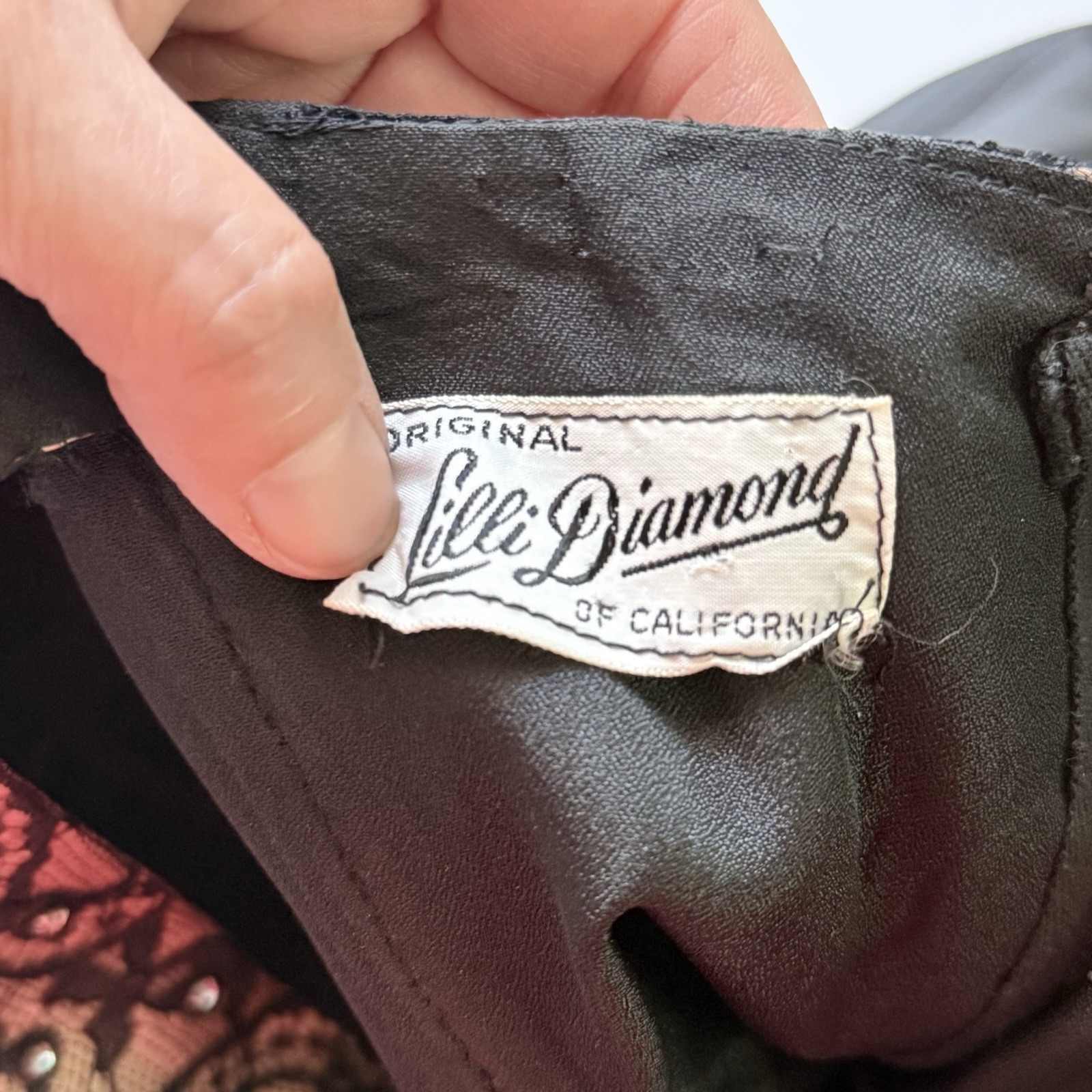 Lilli Diamond of California Cocktail Dress XS / Small 1950s Black Lace VINTAGE
